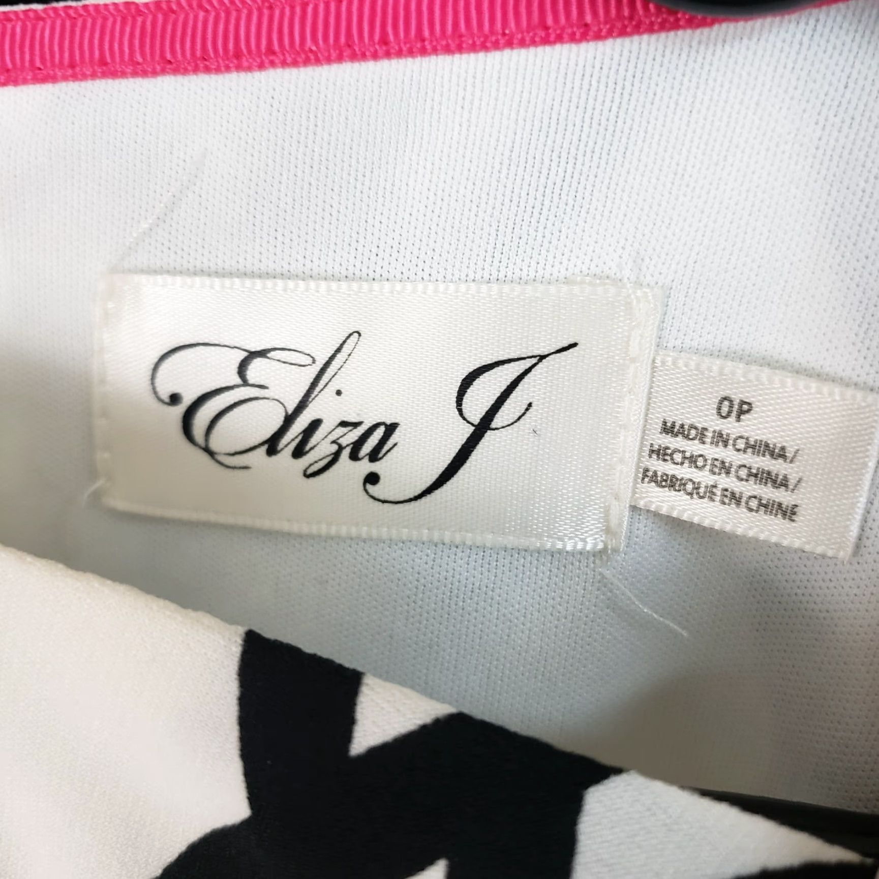 Vintage Eliza J Womens Dress 0P Black Pink Geometric Exposed Zipper Half Sleeve Short Dress Polyester Blend Zip Shift Petite Womens Size XS / US 0-2 / IT 36-38 - 6 Thumbnail