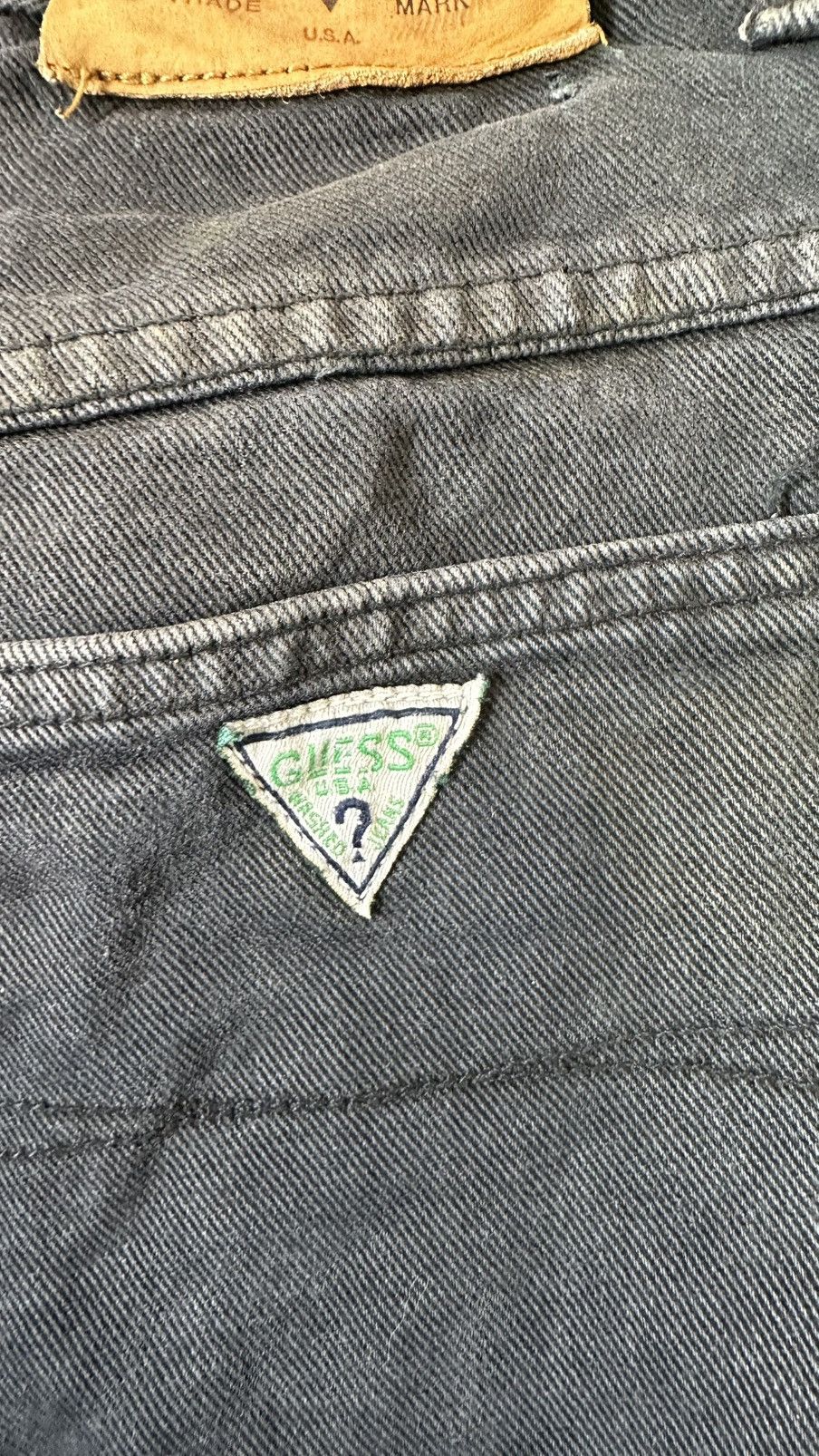 Guess VINTAGE GUESS USA DISTRESSED DENIM BLACK PANT Size US 30 / EU 46 - 14 Thumbnail