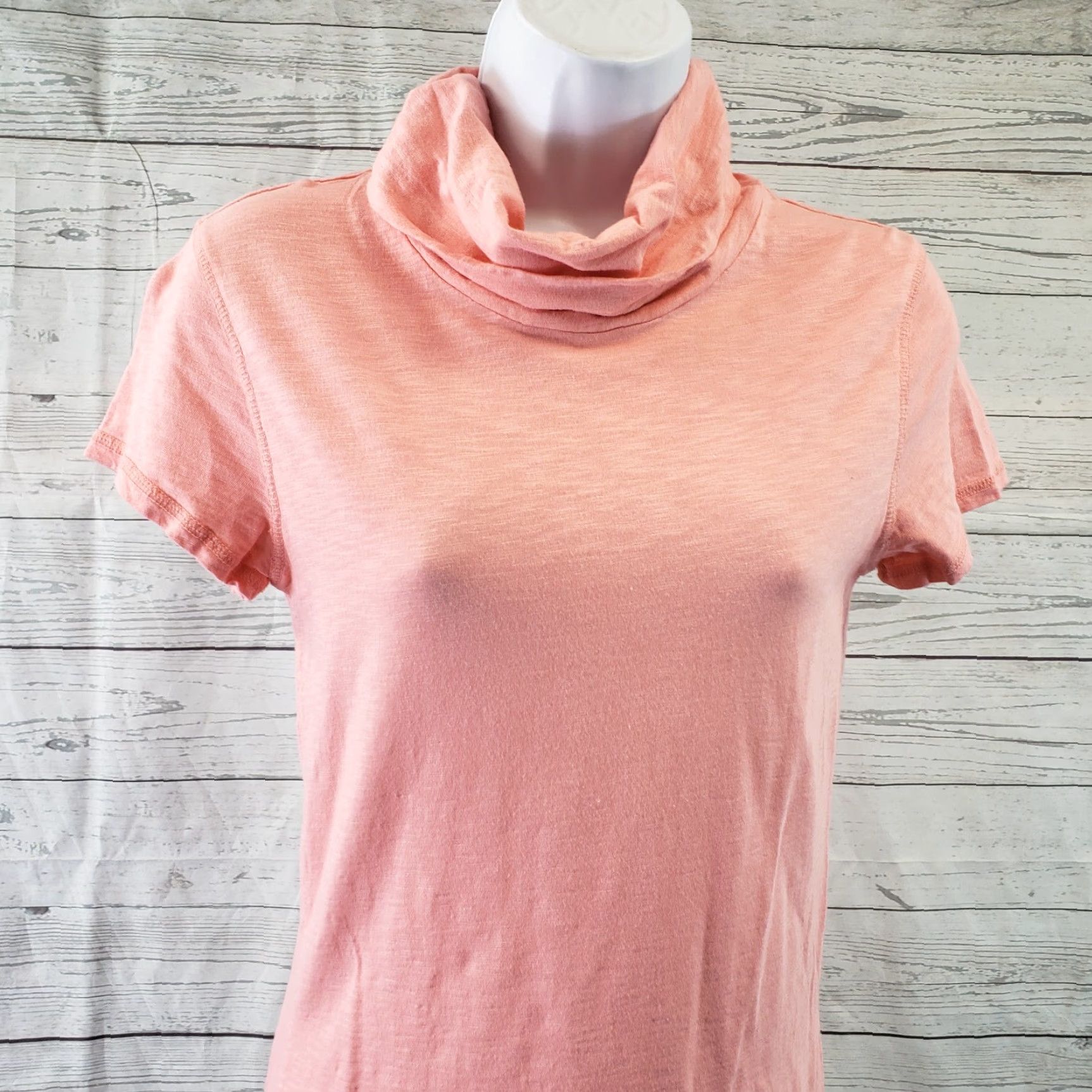 Athleta VINTAGE? No — [No, skip] Athleta Womens Cowl Neck Top Short Sleeve Solid Pink Cotton Blend Sz Small, Regular, Pink, Activewear, Casual, Womens Size S / US 4 / IT 40 - 2 Thumbnail