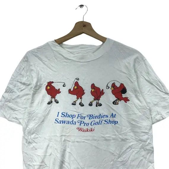 Vintage Vtg 90’ WAIKIKI BIRDIE GOLF Cartoon Sawada Shop Tee Shirt Size US S / EU 44-46 / 1 - 3 Thumbnail