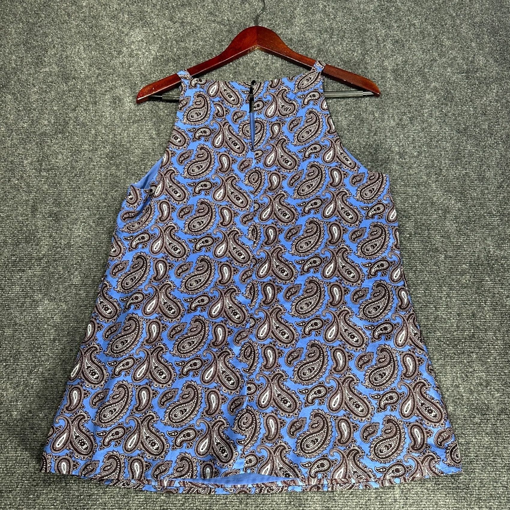 Banana Republic Banana Republic Top Womens Large Royal Blue Print Shell Sleeveless Lined Keyhole Blouse Size L / US 10 / IT 46 - 6 Thumbnail