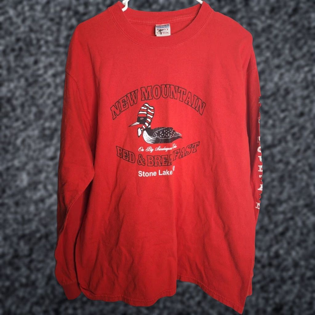 Gildan Gildan T-Shirt Mens L Red Stone Lake Wisconsin Bed and Breakfast mens Size US L / EU 52-54 / 3 - 1 Thumbnail