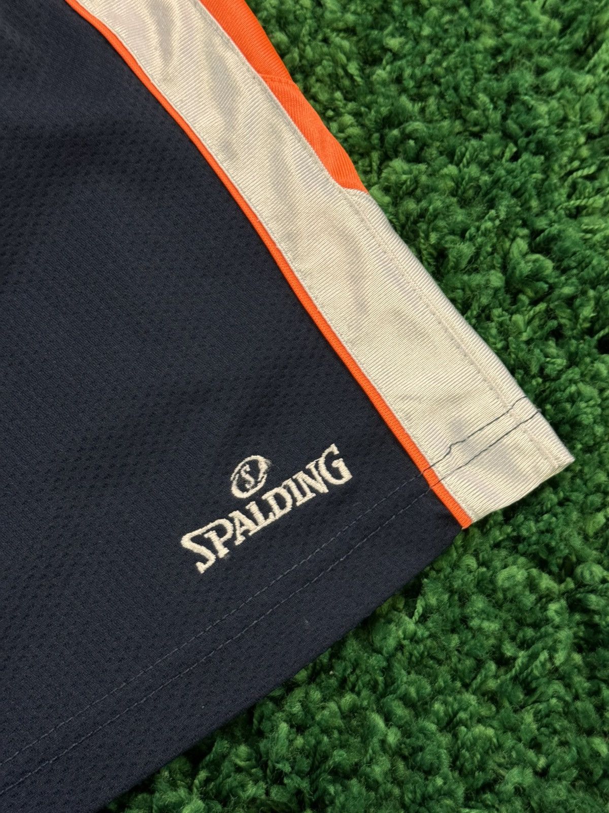 Spalding × Vintage Retro Spalding Basketball Shorts Navy / Orange y2k 90s Large Size US 34 / EU 50 - 2 Thumbnail