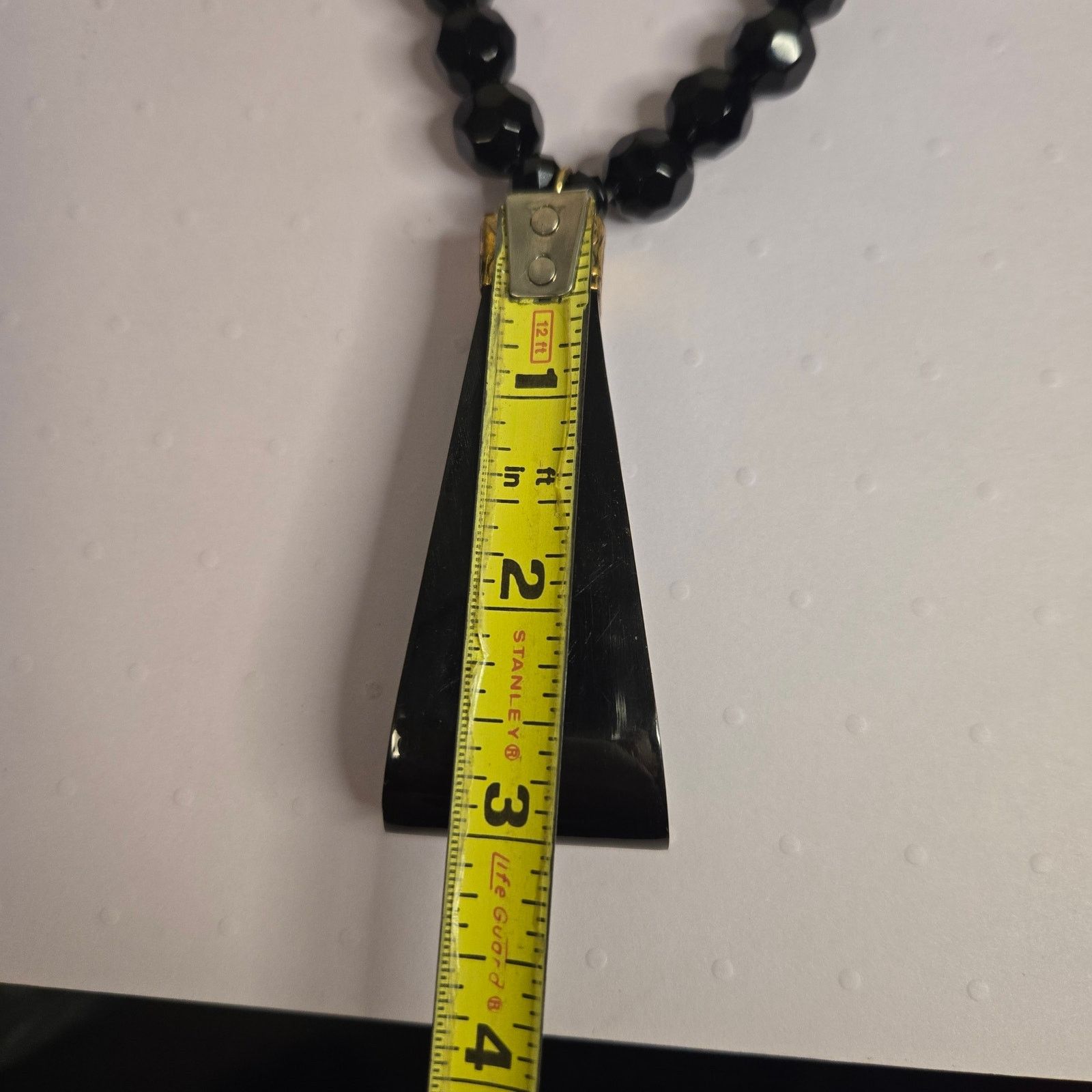 Vintage Vintage Black Beaded Statement Necklace Geometric Pendant Size ONE SIZE - 5 Thumbnail