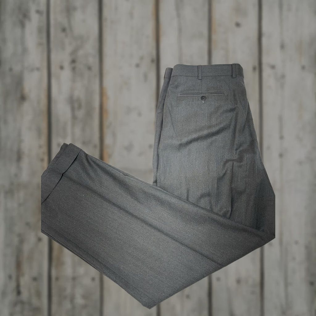 Zanella Zanella Austin Pleated Cuffed Wool Dress Pants Gray Mens 38x33 Regular Straight Stretch Belt Loops Pockets - 41 Size US 38 / EU 54 - 1 Thumbnail