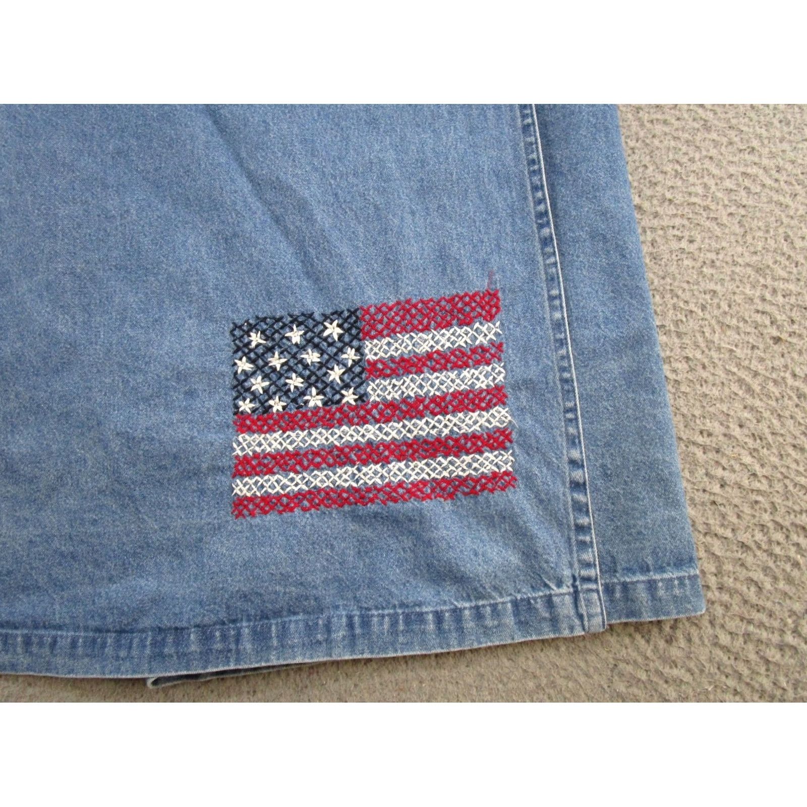 Vintage Vintage Casual Corner Denim Skirt 1X Midi A-Line Blue 90s 4th Of July Womens Size 40" / US 18 - 2 Thumbnail