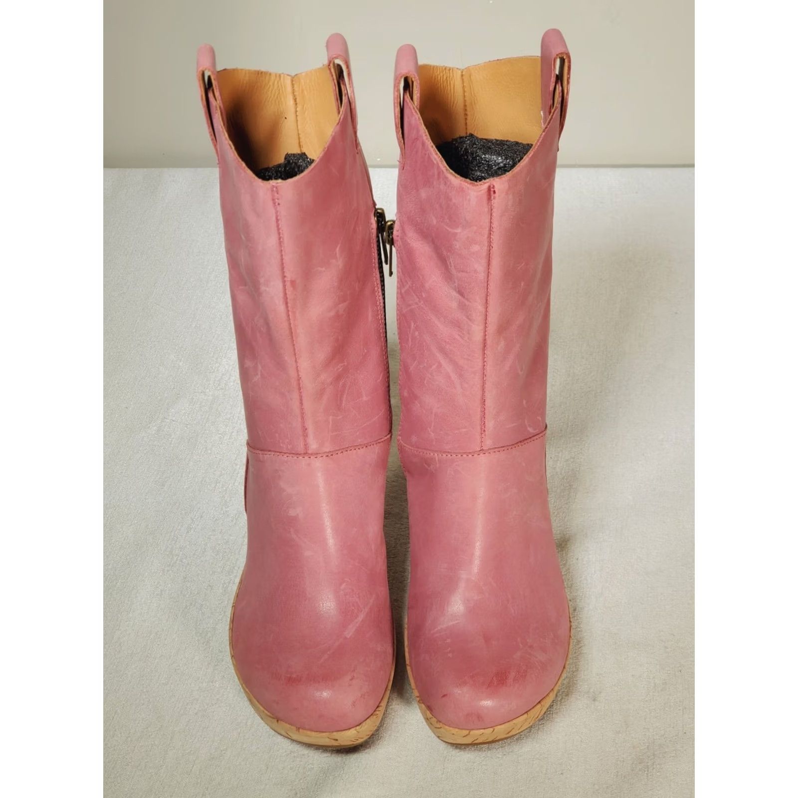 Pinko Kork-Ease Platform Boots Women's US 7 Pink Leather Cork Heeled K7045 Size US 7 / IT 37 - 7 Thumbnail