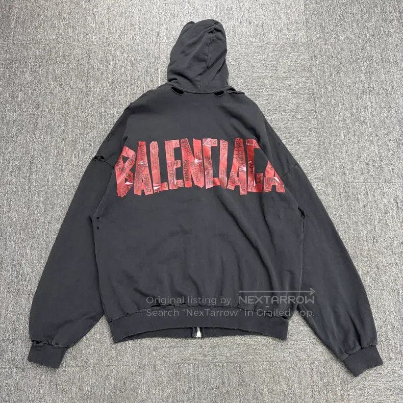 Balenciaga Balenciaga Tape Letter Hooded Sweatshirt Size US L / EU 52-54 / 3 - 5 Thumbnail