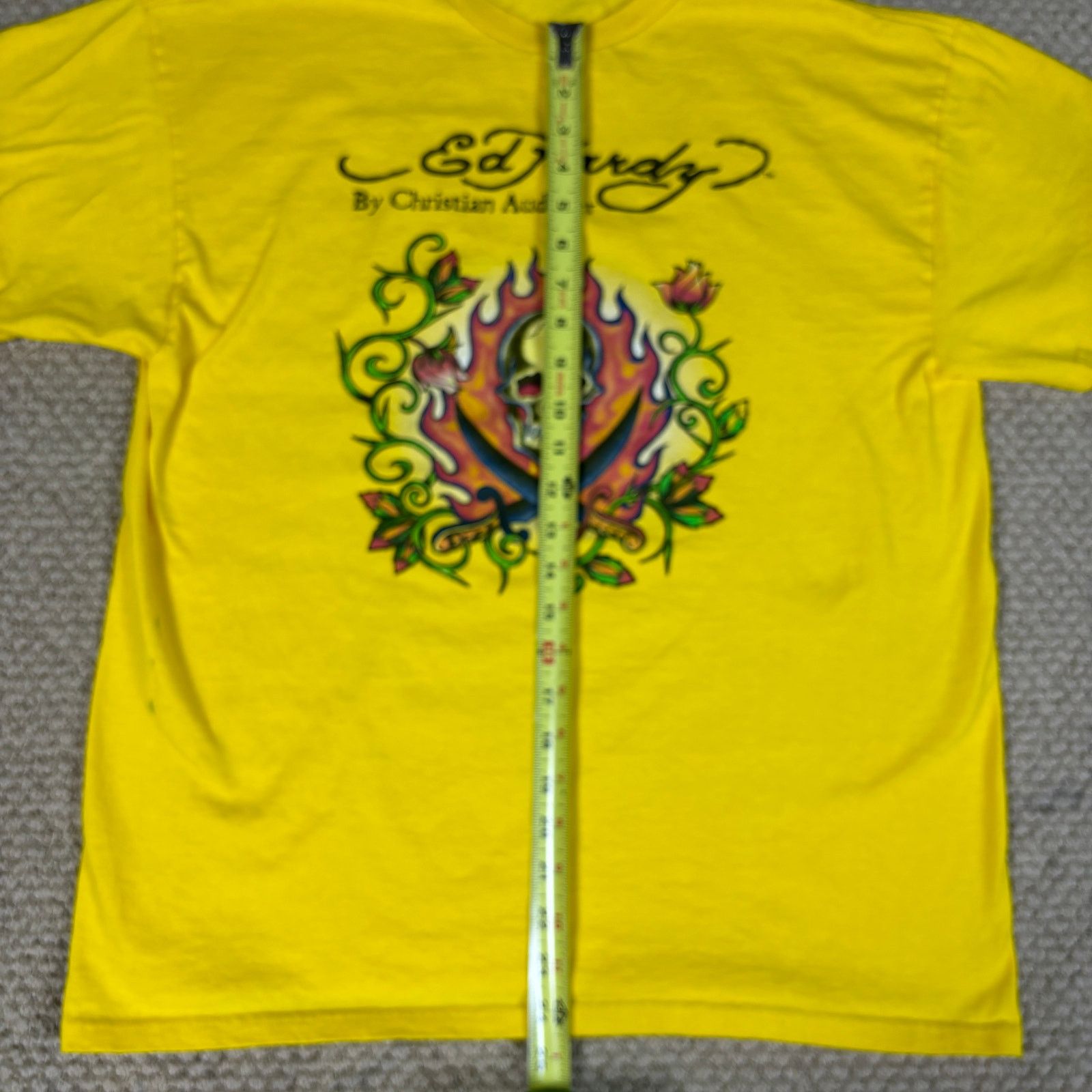 Christian Audigier y2k 2000s style Ed Hardy Christian Audigier yellow tshirt L Size US L / EU 52-54 / 3 - 6 Thumbnail