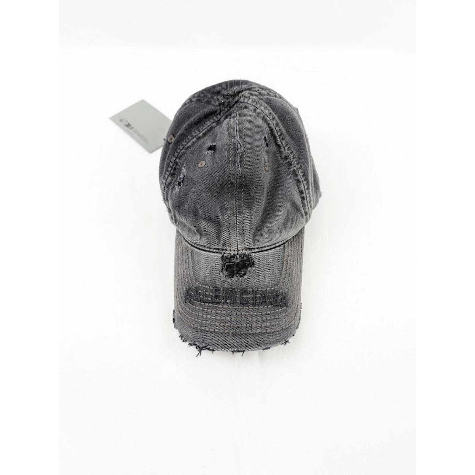 Balenciaga o1rshd1 Q:3 / Distressed Logo Cap / Hat in Charcoal Size ONE SIZE - 2 Thumbnail