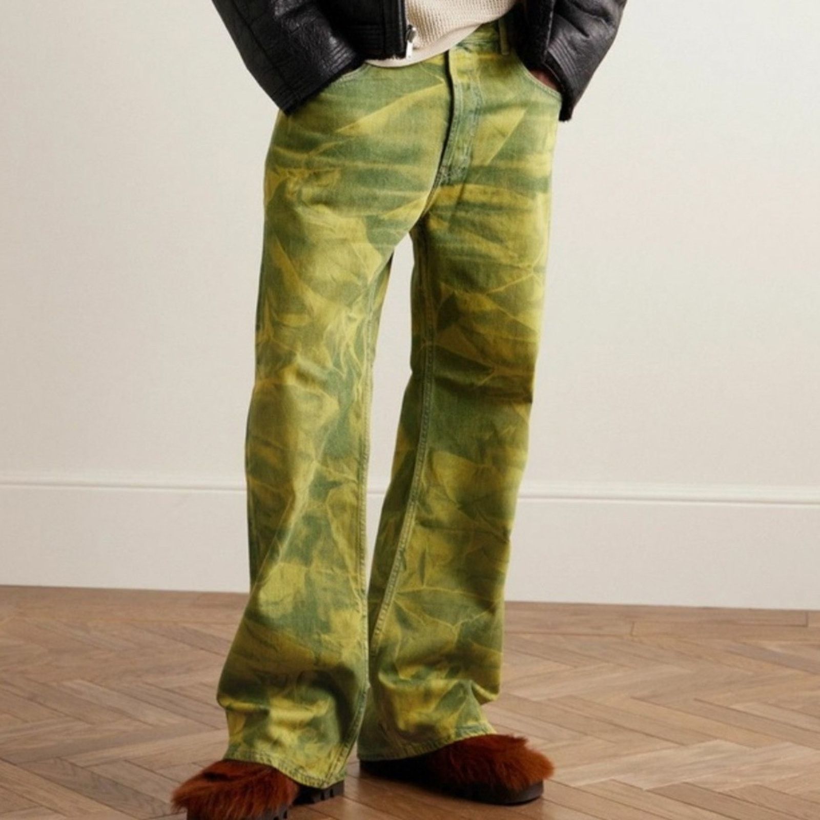 Acne Studios Jello 2021M Wide Jeans EU 30 Electric Green / Yellow Tie Dye Size US 36 / EU 52 - 3 Thumbnail