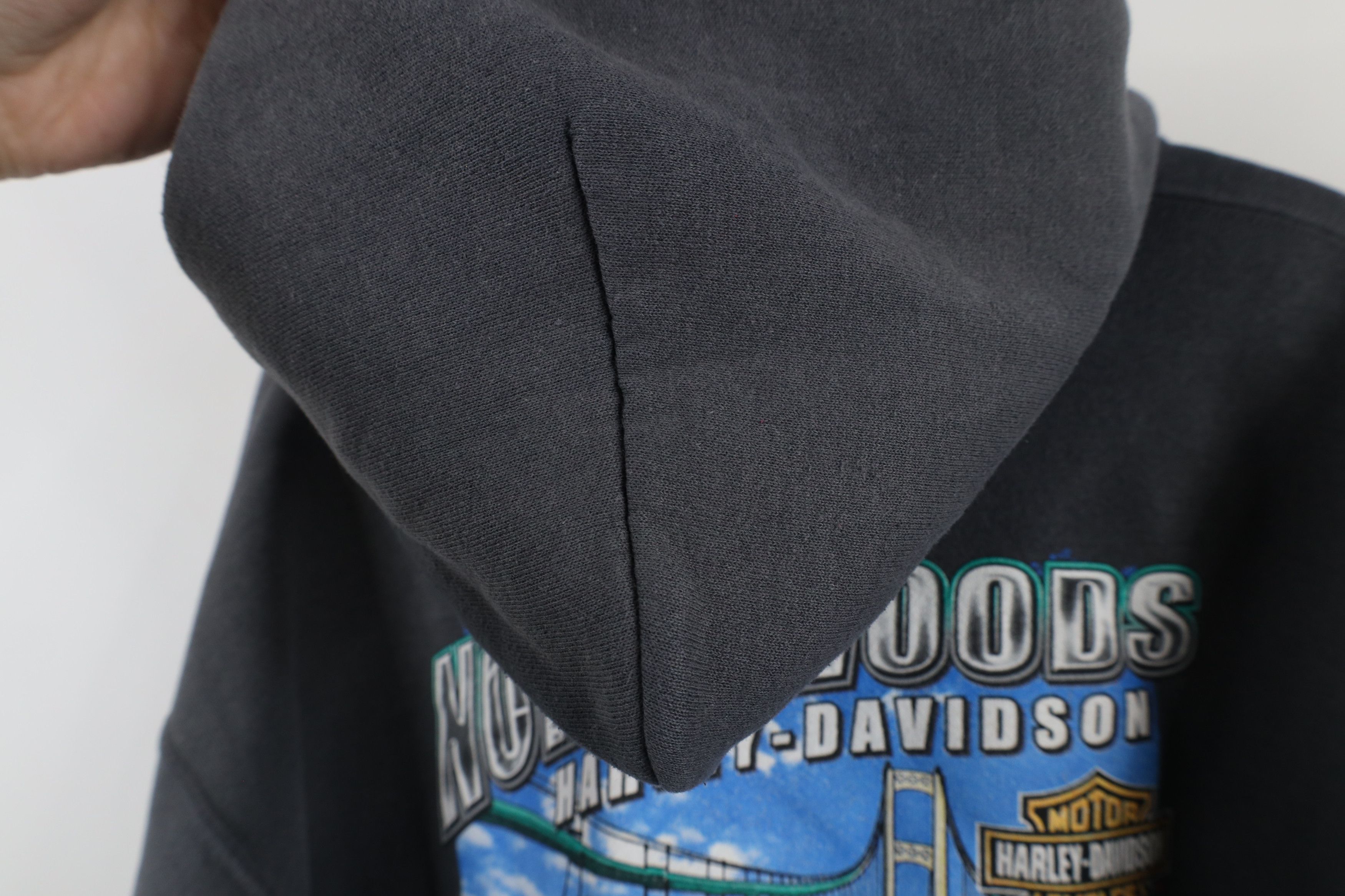 Harley Davidson × Vintage Vintage Y2K Harley Davidson Spell Out Hoodie Sweatshirt Gray Size US XL / EU 56 / 4 - 12 Thumbnail