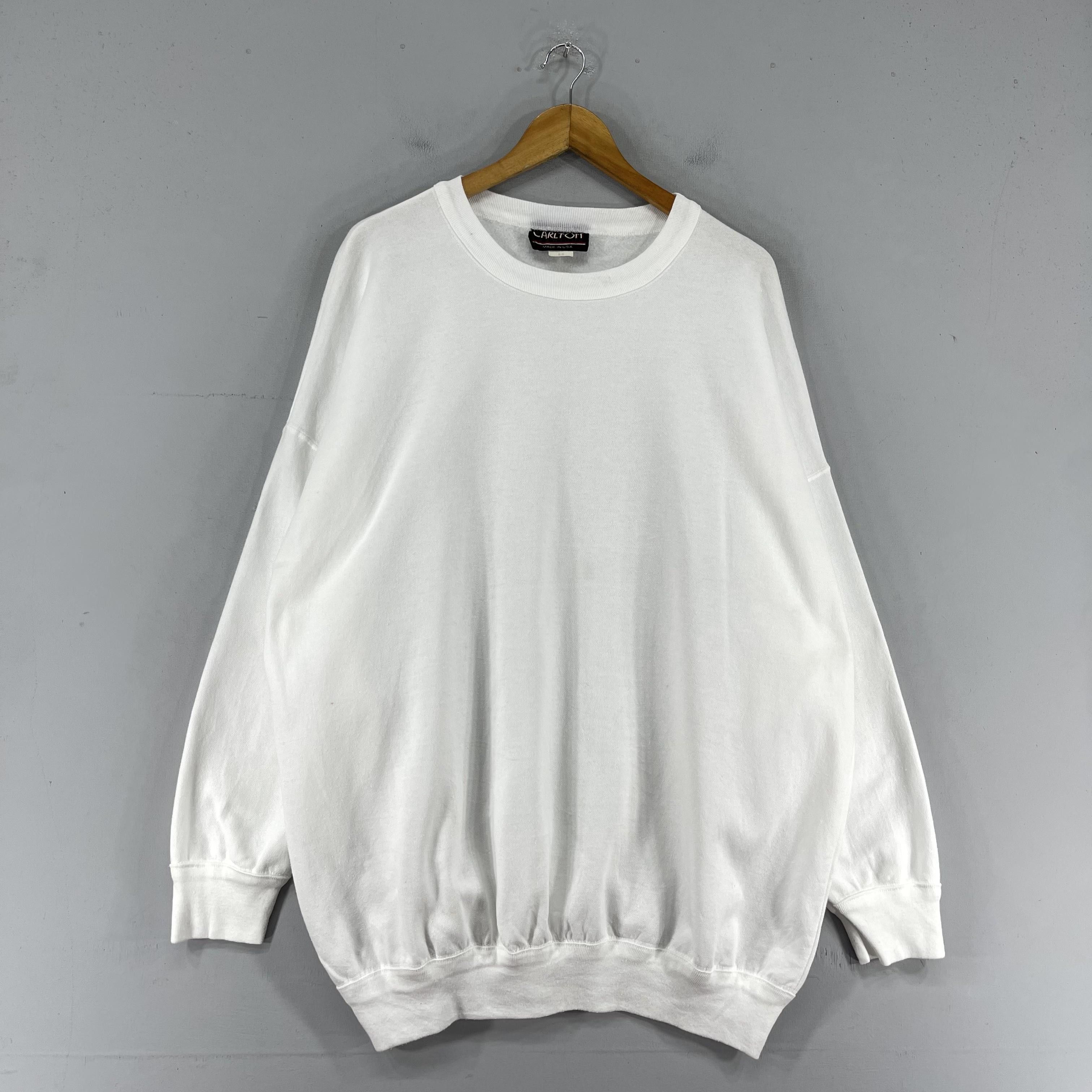 Vintage Vintage 1990s Plain White Sweatshirt Crewneck Oversized Size US XXL / EU 58 / 5 - 3 Thumbnail