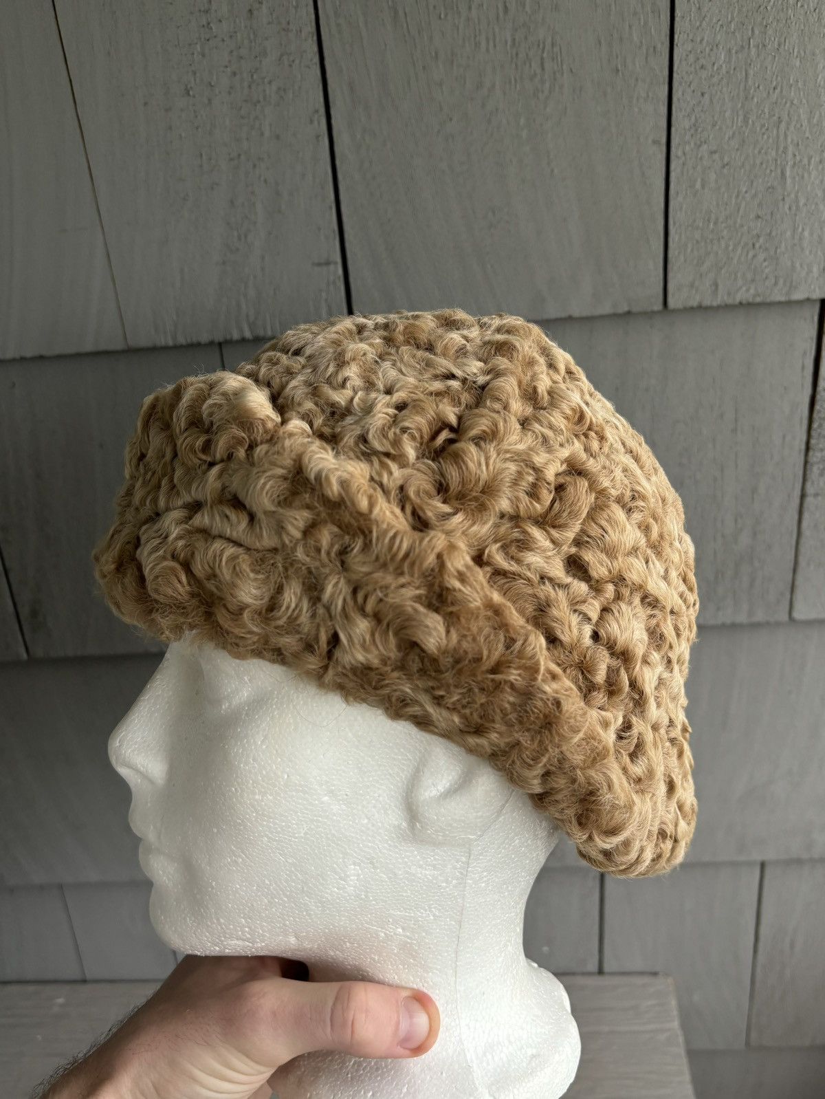 Vintage Vintage Fur Hat Astrakhan Cossack Wool Sheep Euro Russia Cap Size ONE SIZE - 2 Thumbnail