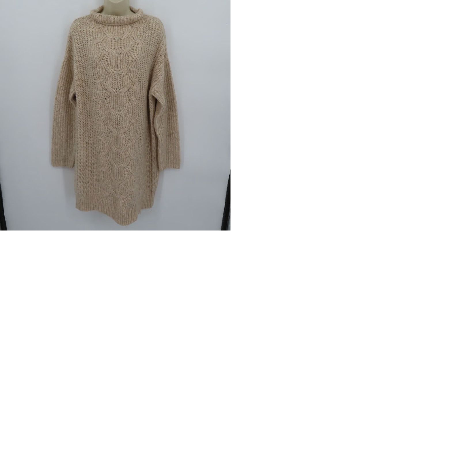 Topshop Topshop Women 8/10 US M UK Solid Beige Cable Knit Sweater Dress Long Sleeve Shirt Dress Womens Size M / US 6-8 / IT 42-44 - 9 Thumbnail