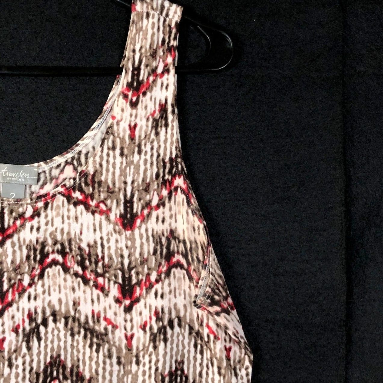 Vintage Chicos Travelers Womens Top Brown Red Zig Zag Halter Tank Stretch L Size L / US 10 / IT 46 - 5 Thumbnail