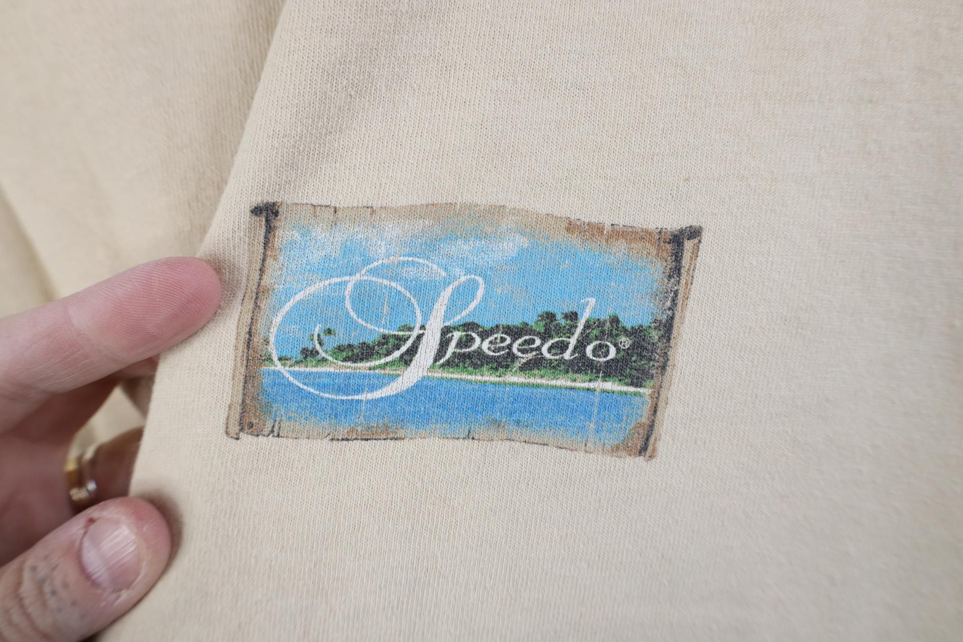 Speedo Vintage Y2K 2004 Speedo Spell Out Beach Island T-Shirt Beige Size US XL / EU 56 / 4 - 4 Thumbnail