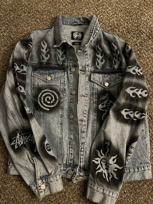 STUSSY Hand Stencilled Denim Jacket ｓ-