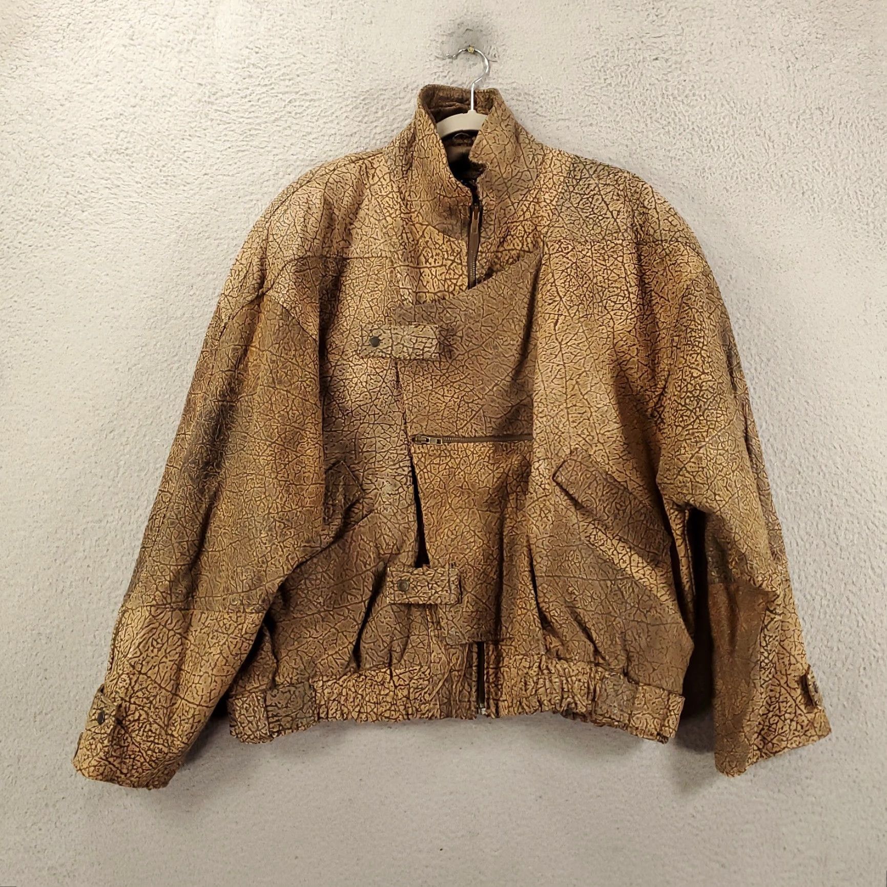 Sanders VINTAGE Dersan Brown Leather Jacket Womens 2XL Plus Polyester Lined Pocket Casual 90s City Size XXL / US 16-18 / IT 52-54 - 6 Thumbnail