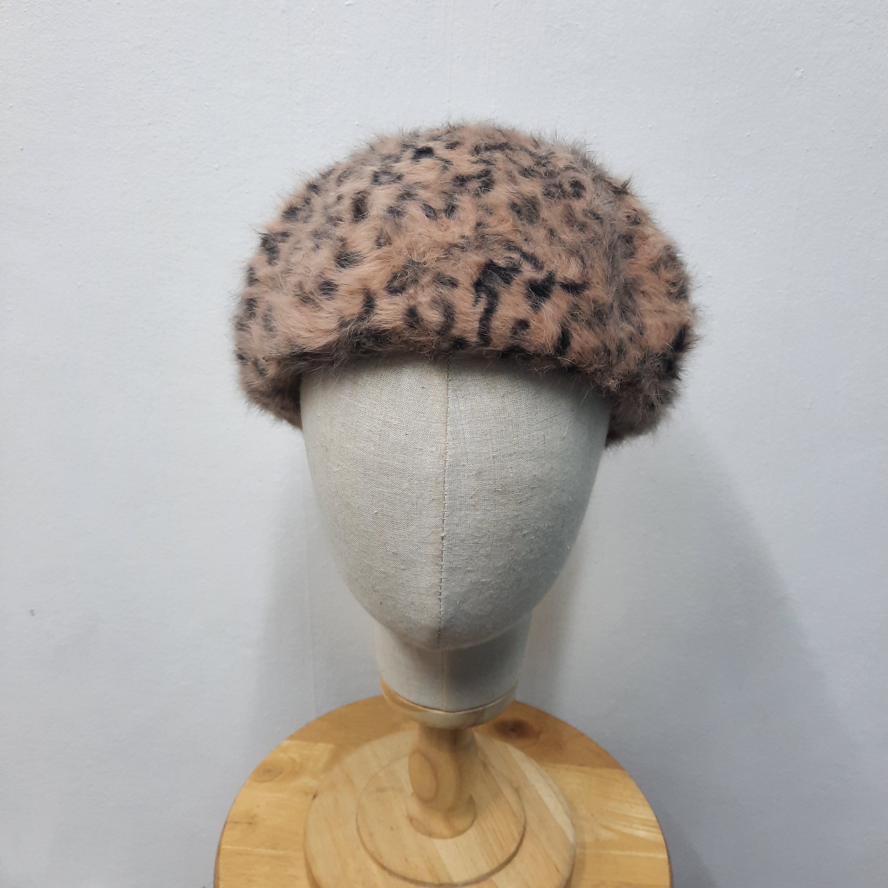 PPFM 💥 Japanese brand first leopard punk style fur beret hat Size ONE SIZE - 3 Thumbnail