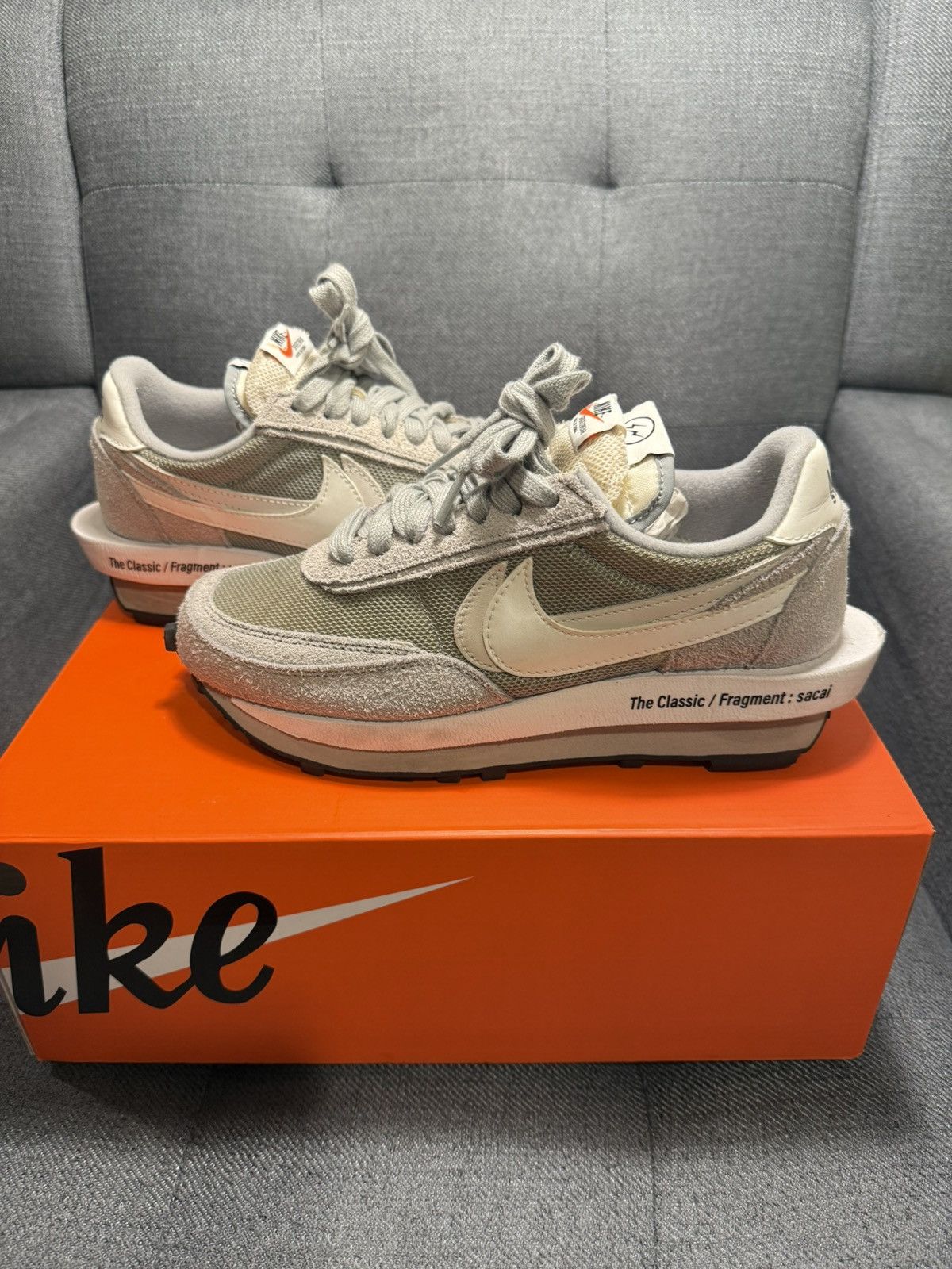 Fragment Design × Nike Nike x Sacai LD Waffle Grey White Sneakers Size US 8 / IT 38 - 1 Thumbnail