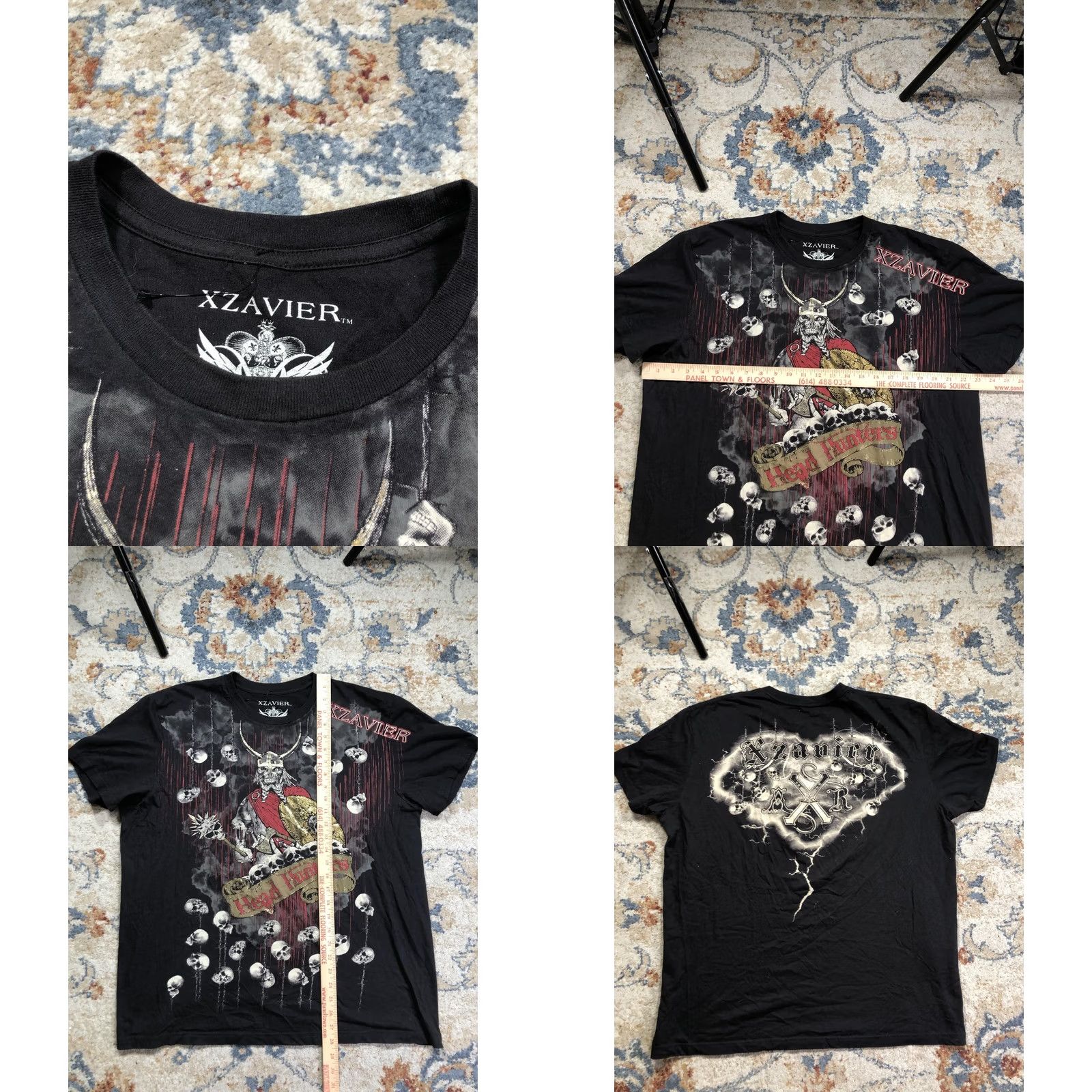Vintage Xzavier Head Hunters Shirt Mens XL Black Skull Biker Fantasy Graphic Tee Short Sleeve Crew Neck Cotton Size US XL / EU 56 / 4 - 8 Thumbnail