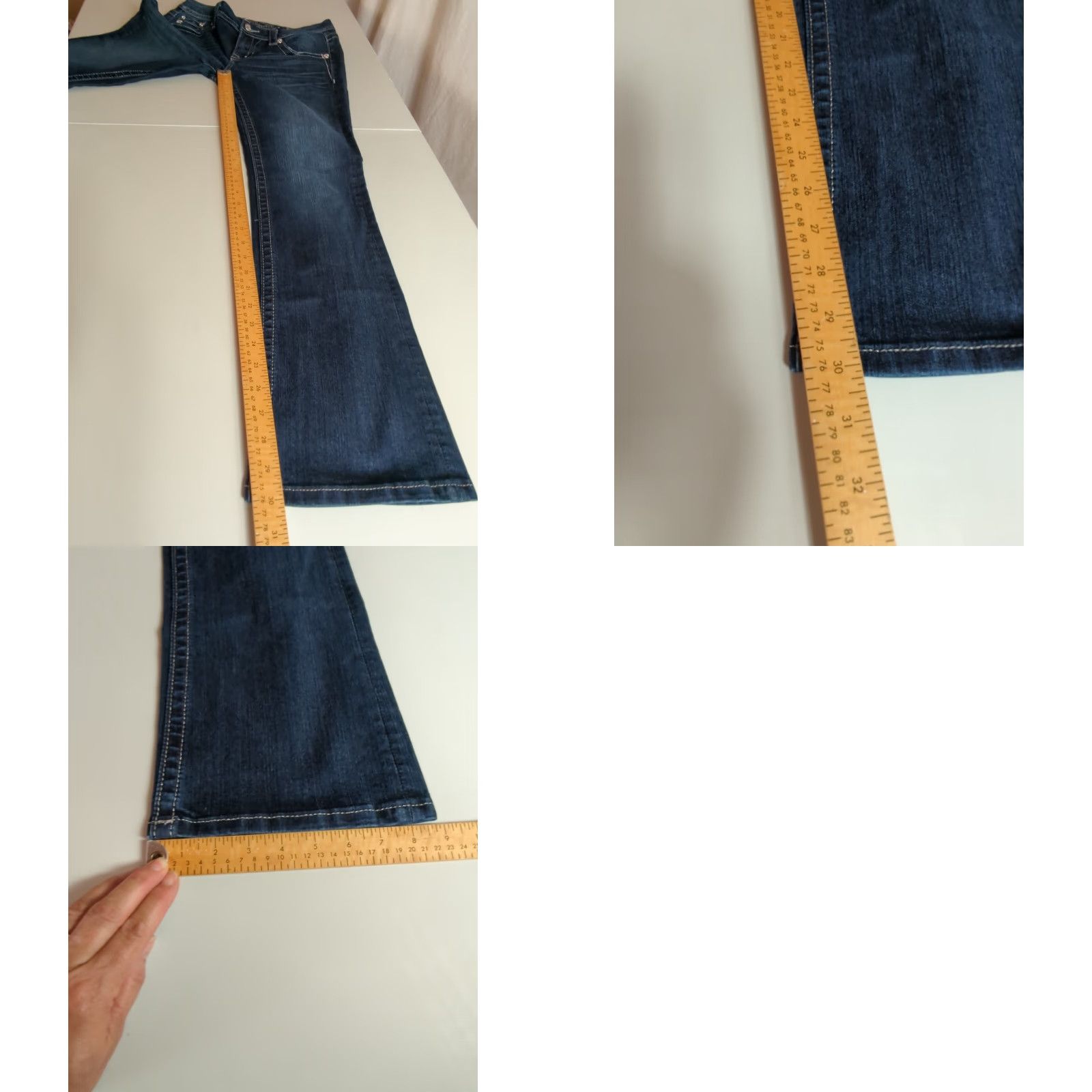 Miss Me Miss Me Jeans Womens Bootcut Mid Rise Dark Wash Rhinestone 5-Pocket Denim 29 Blue Womens Jeans Size 29" - 10 Thumbnail