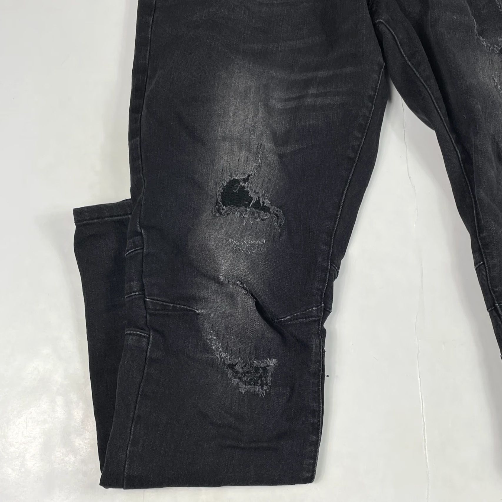 Vintage Grindhouse Jeans Men 40 x 33 Black Slim Straight Dark Wash Denim Distressed 5-Pocket Logo Embroidered Streetwear Biker Size US 40 / EU 56 - 5 Thumbnail