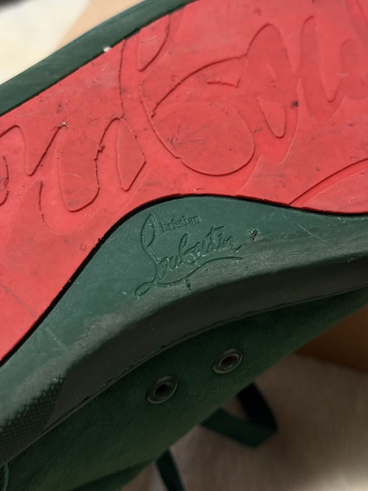 Christian Louboutin Christian Louboutin Low Top Junior Sneaker Green Suede Size US 10 / EU 43 - 8 Thumbnail