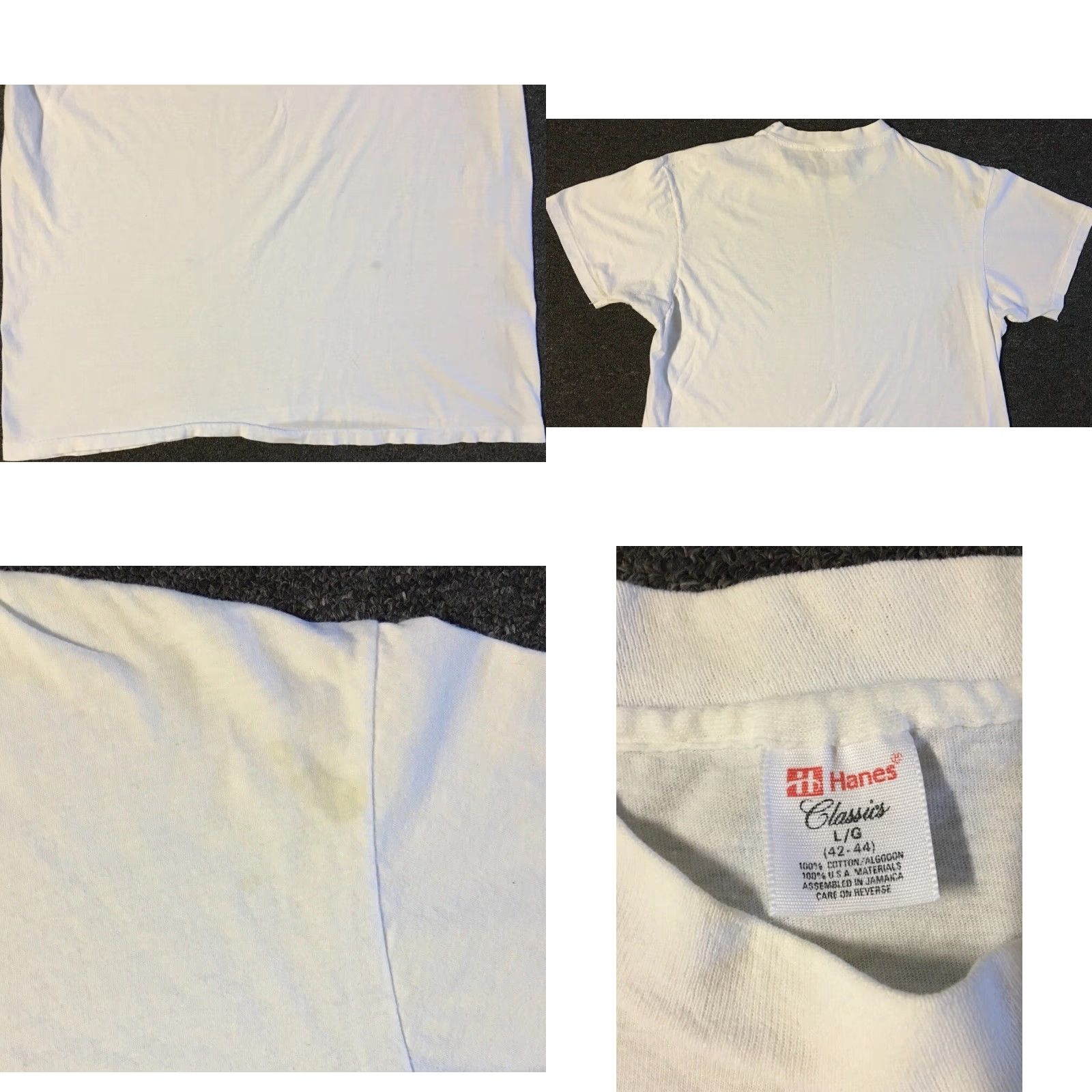 Hanes VINTAGE Hanes Shirt L White 90s Biker Grunge Punk Skate Surf Trucker Distressed Single Stitch Mens T-Shirt Distressed Collection Size US L / EU 52-54 / 3 - 9 Thumbnail