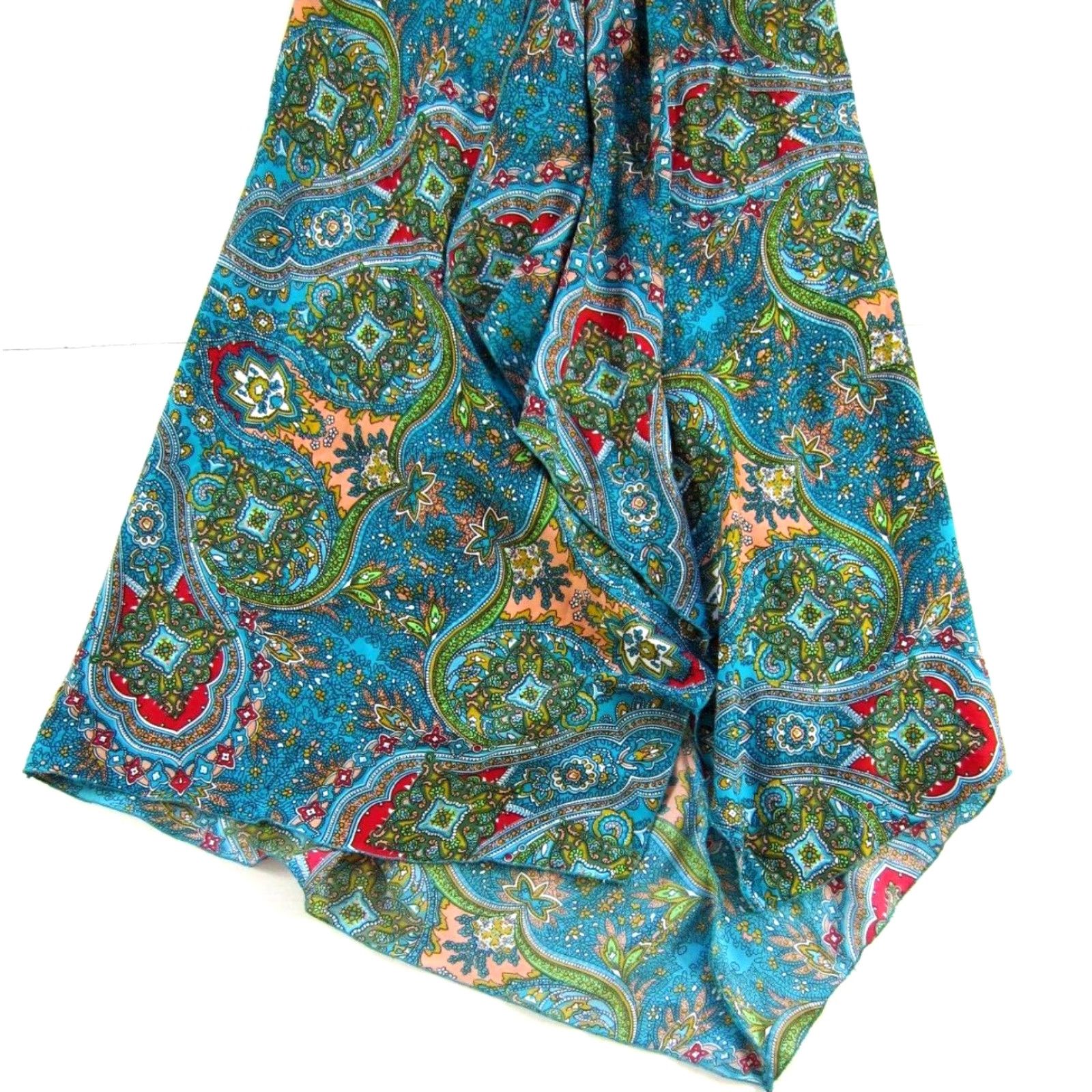 Vintage Coline Blue Red Floral Asymmetrical V-Neck Spaghetti Strap Slip Tank Dress Large Size L / US 10 / IT 46 - 8 Thumbnail