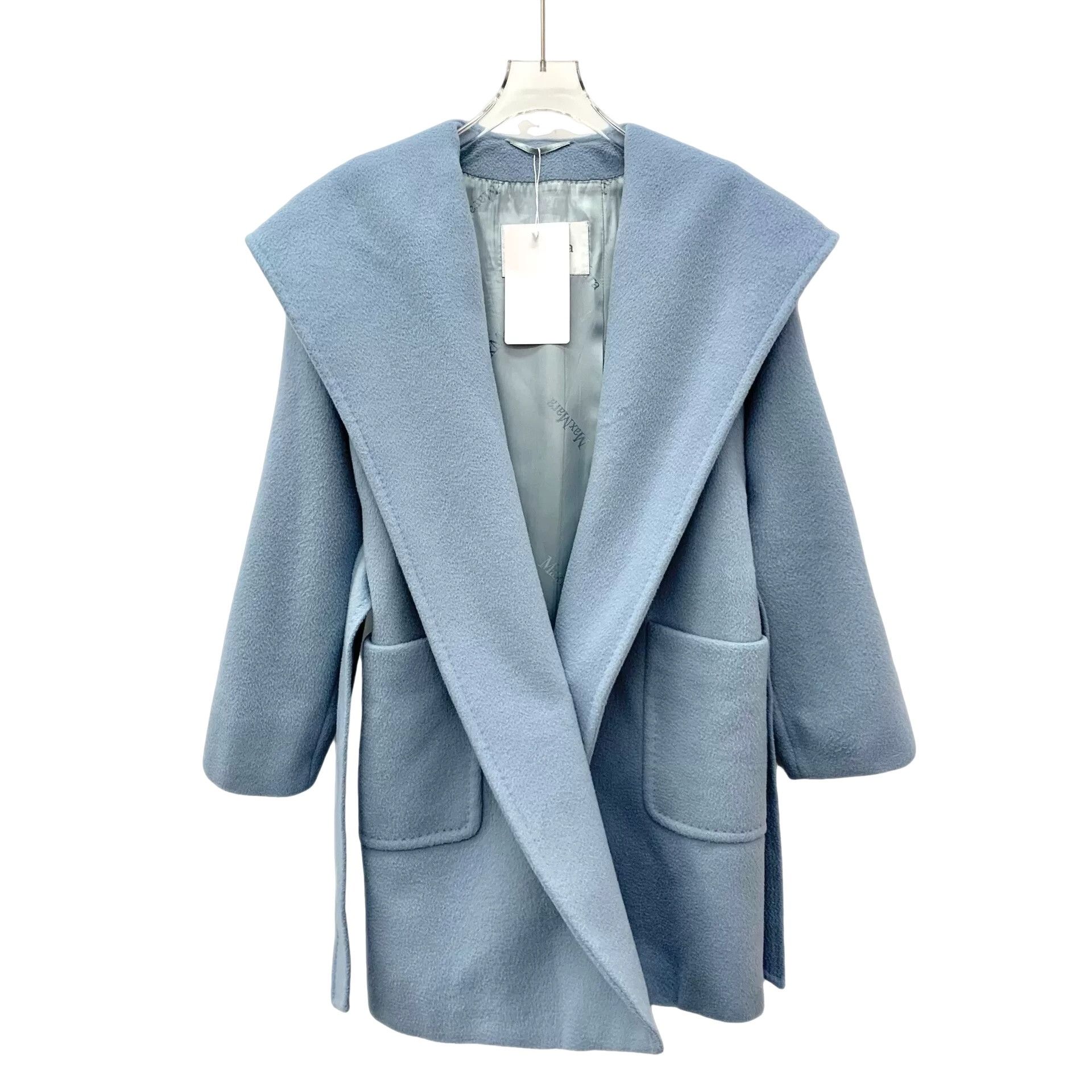 Max Mara Max Mara Blue Camel Hair Hooded Belted Coat IT 34 Size XXS / US 00 / IT 34 - 1 Thumbnail
