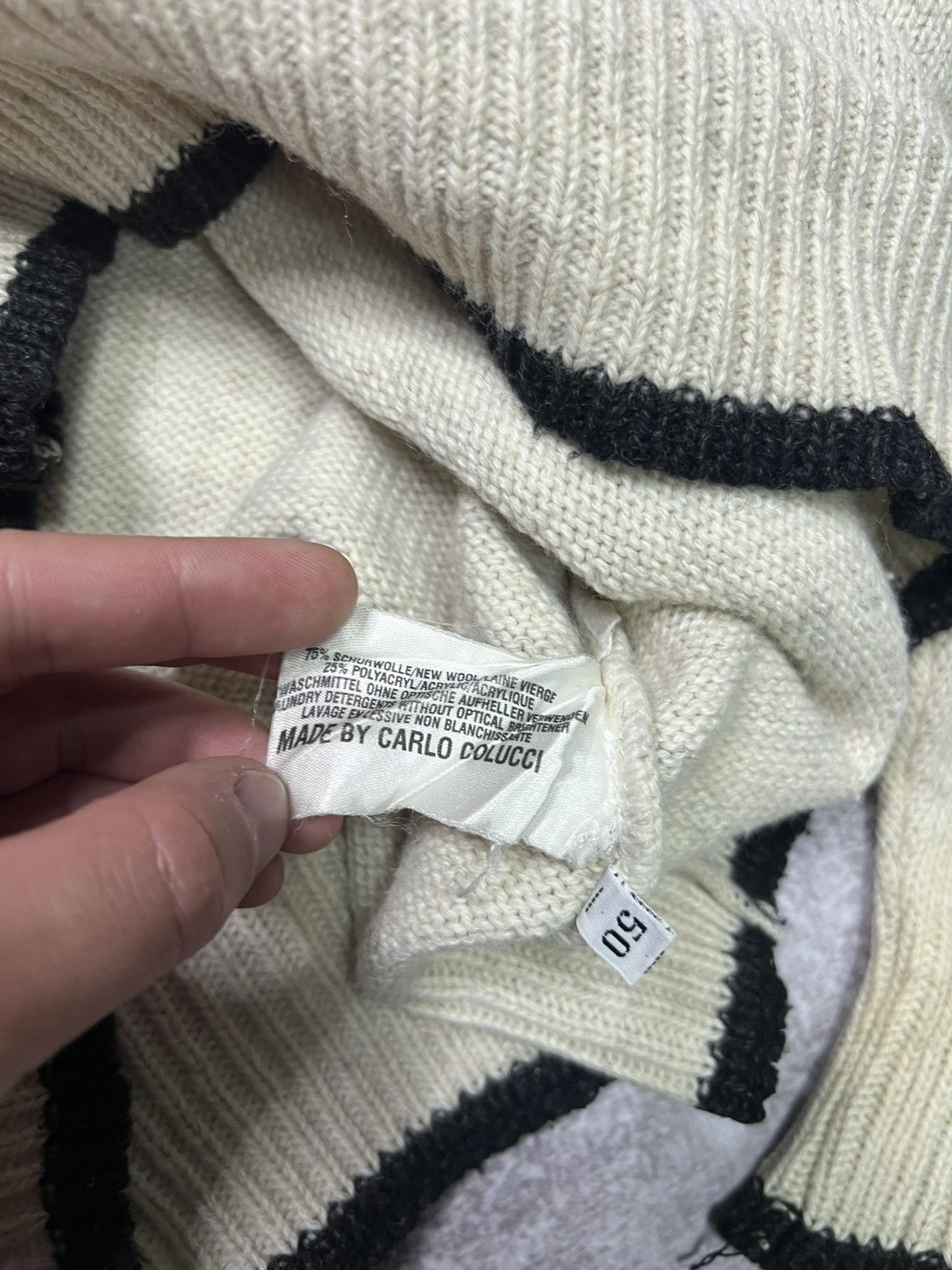 Carlo Colucci Carlo Colucci Vintage 3D Knit Wool Sweater Argyle Pattern Size US L / EU 52-54 / 3 - 7 Thumbnail