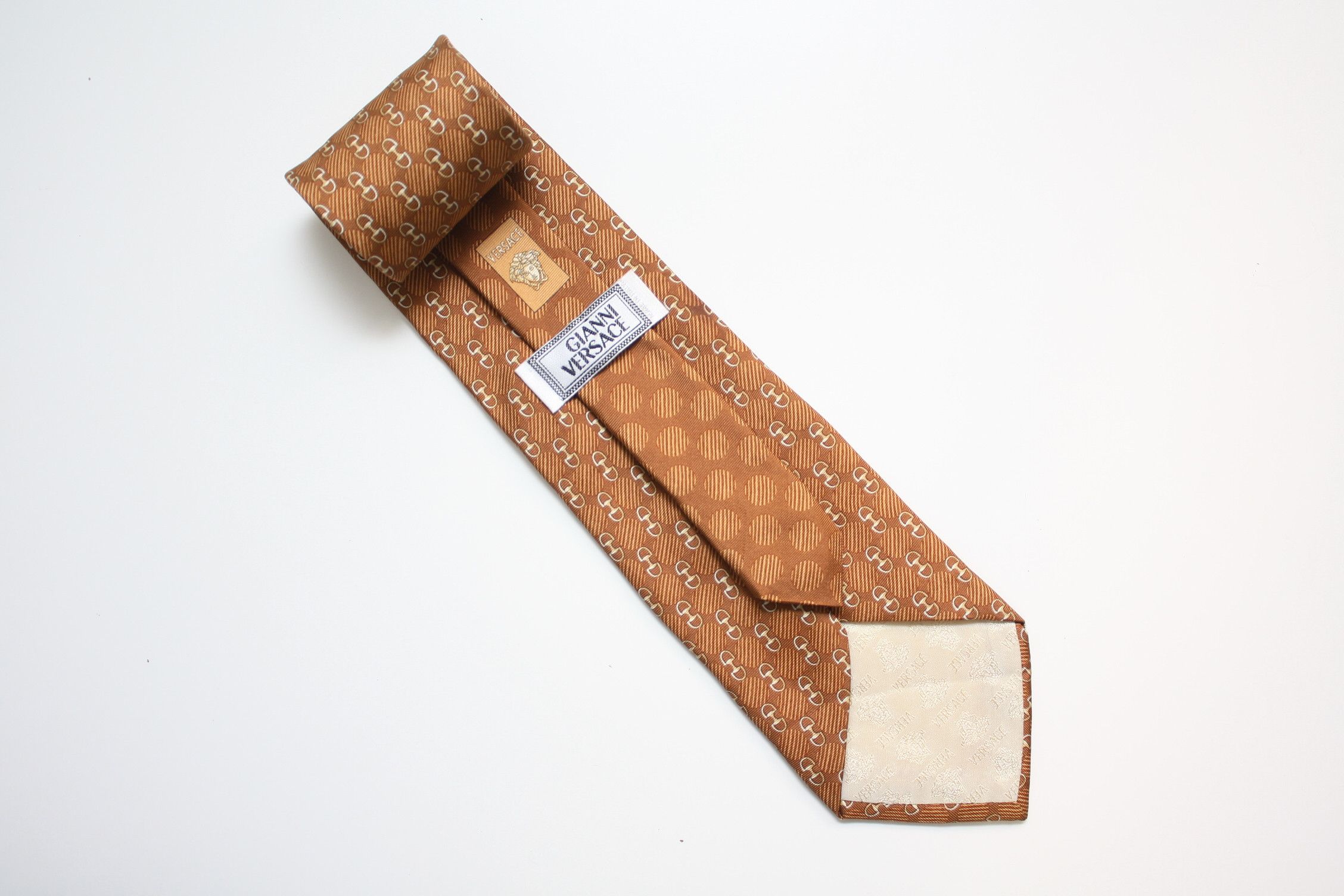 Versace Gianni Versace Mustard Brown Silk Tie Made In Italy Size ONE SIZE - 1 Thumbnail