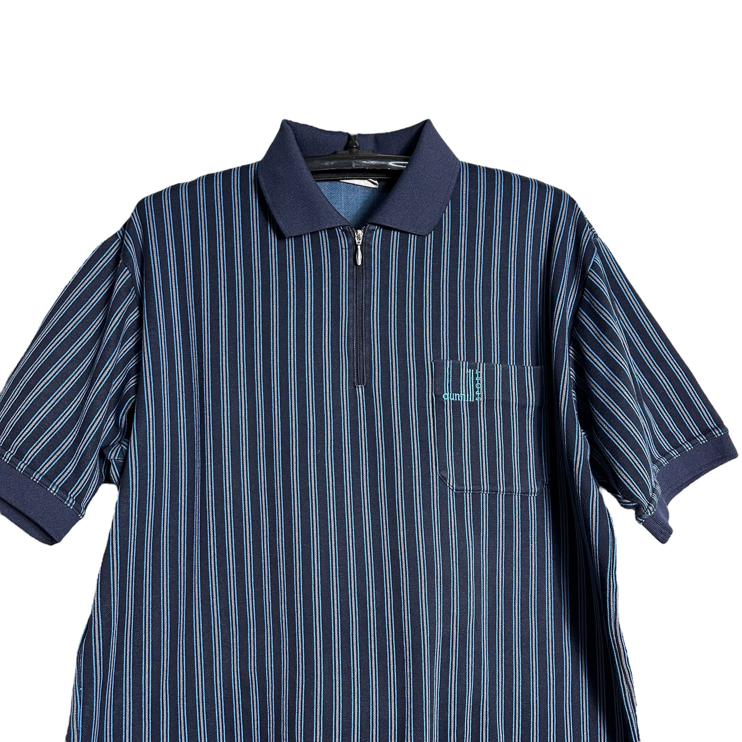 Alfred Dunhill 🔥RARE🔥Vintage Dunhill Sport Stripes Half-Zip Polo Shirt Size US XL / EU 56 / 4 - 2 Thumbnail