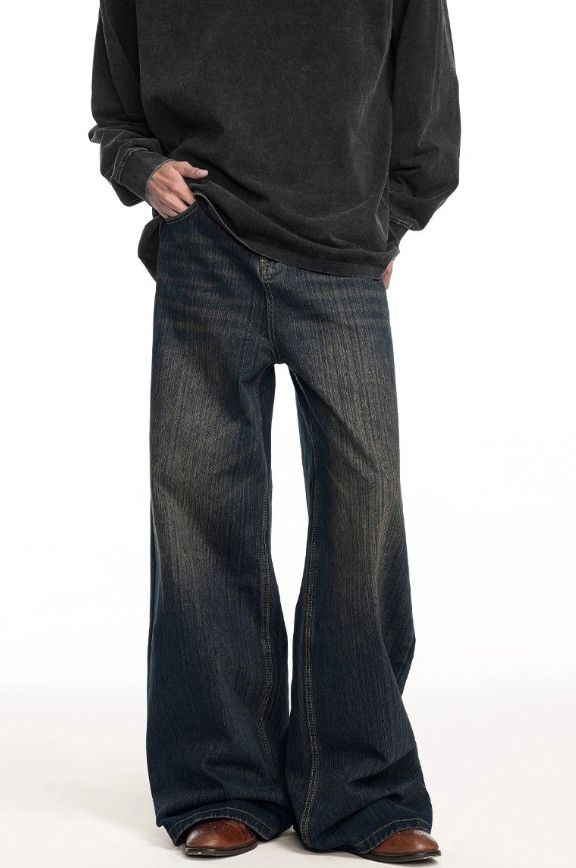 Japanese Brand Men's American Retro Straight Leg Loose Wide Leg Jeans Size US 32 / EU 48 - 2 Thumbnail
