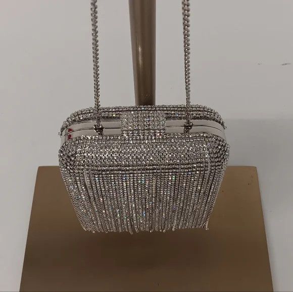 Jimmy Choo Jimmy Choo Micro Cloud Silver Crystal Mini Bag with Fringe Size ONE SIZE - 5 Thumbnail