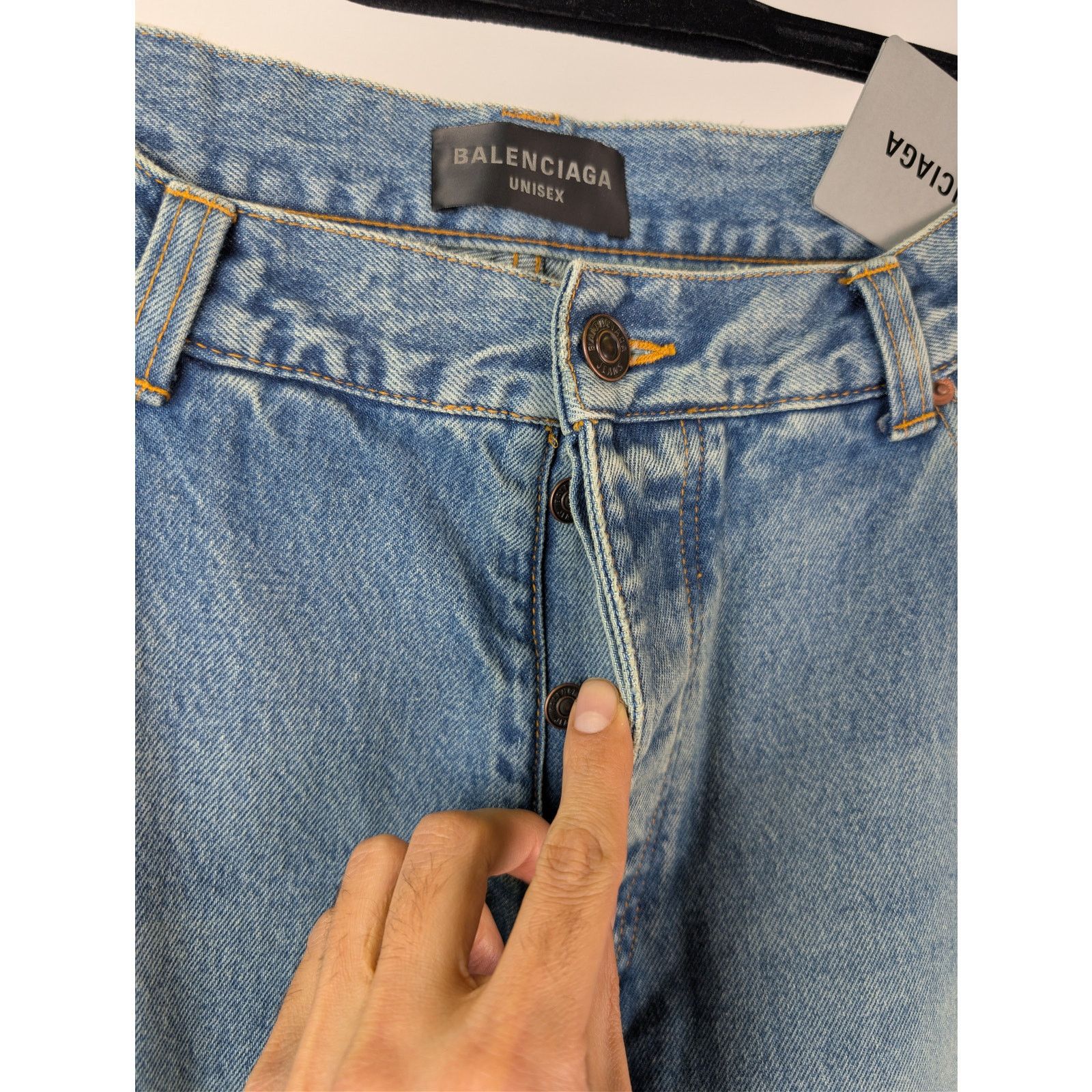 Balenciaga o1rshd1 Organic Blue Japanese Large Baggy Denim Jeans Blue Size US 32 / EU 48 - 7 Thumbnail