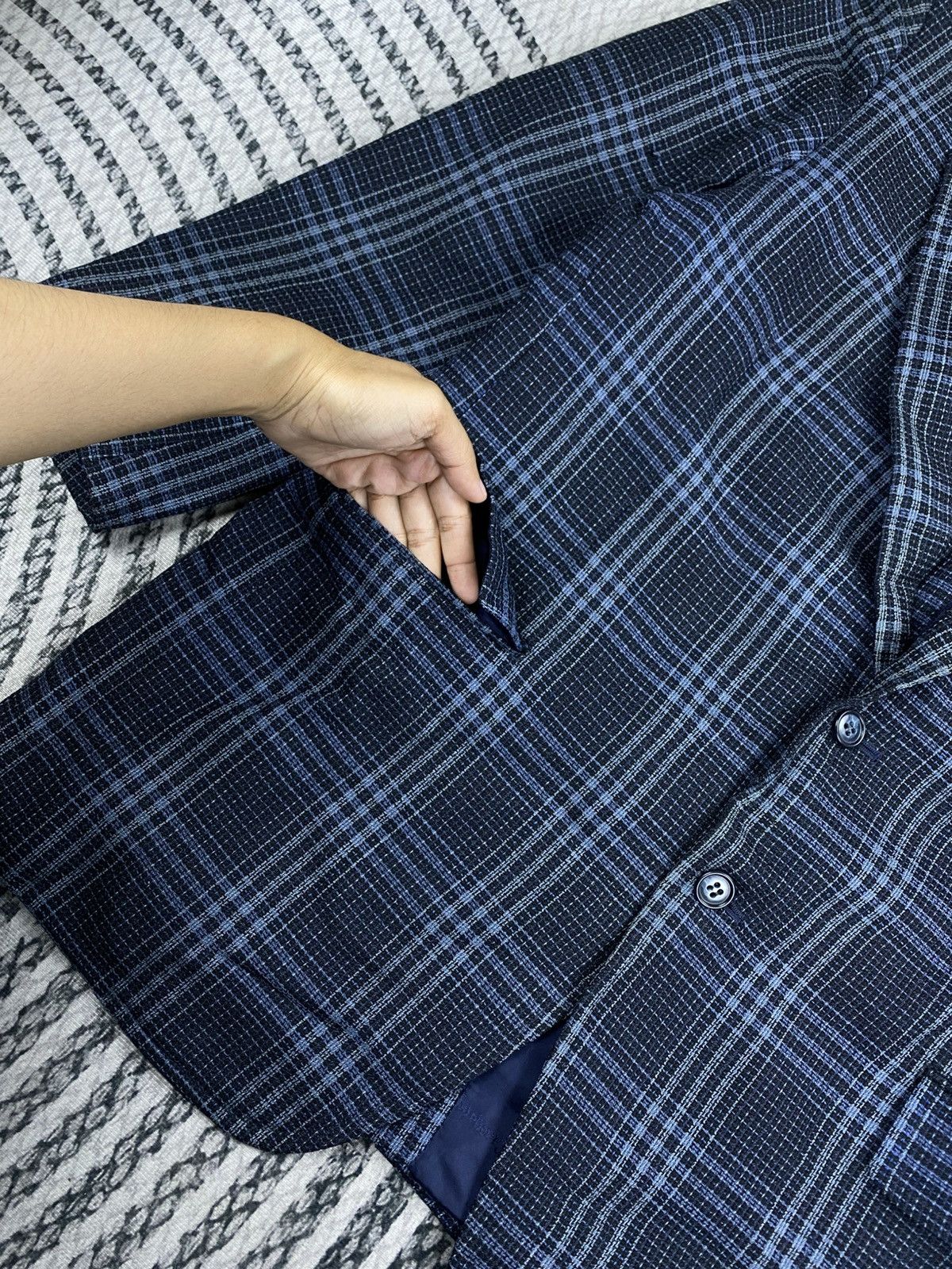 Burberry Vintage Burberrys Navy Plaid Double Button Blazer Jacket Size US M / EU 48-50 / 2 - 5 Thumbnail