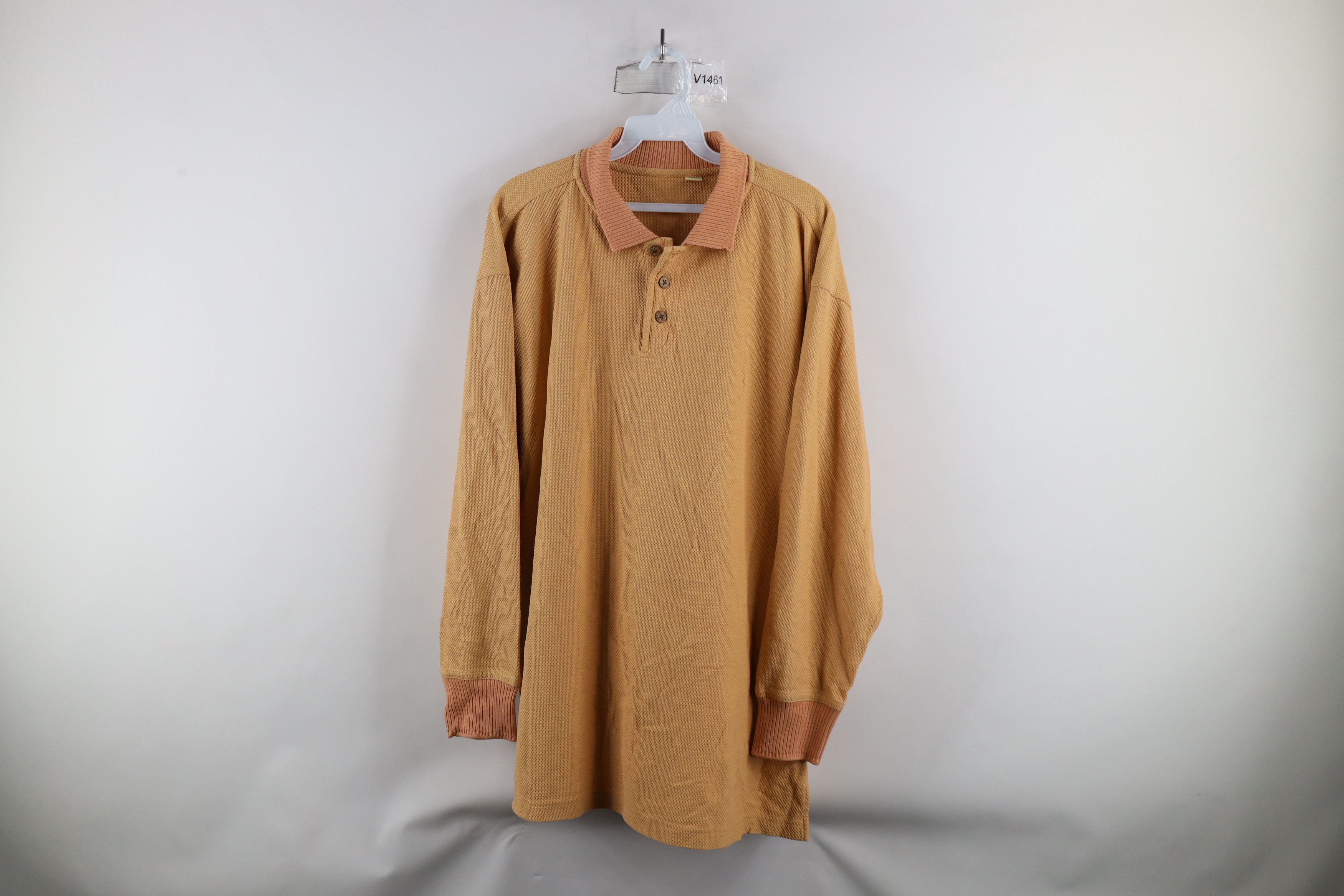 Tommy Bahama × Vintage Vintage Tommy Bahama Silk Blend Knit Long Sleeve Polo Orange Size US L / EU 52-54 / 3 - 1 Thumbnail
