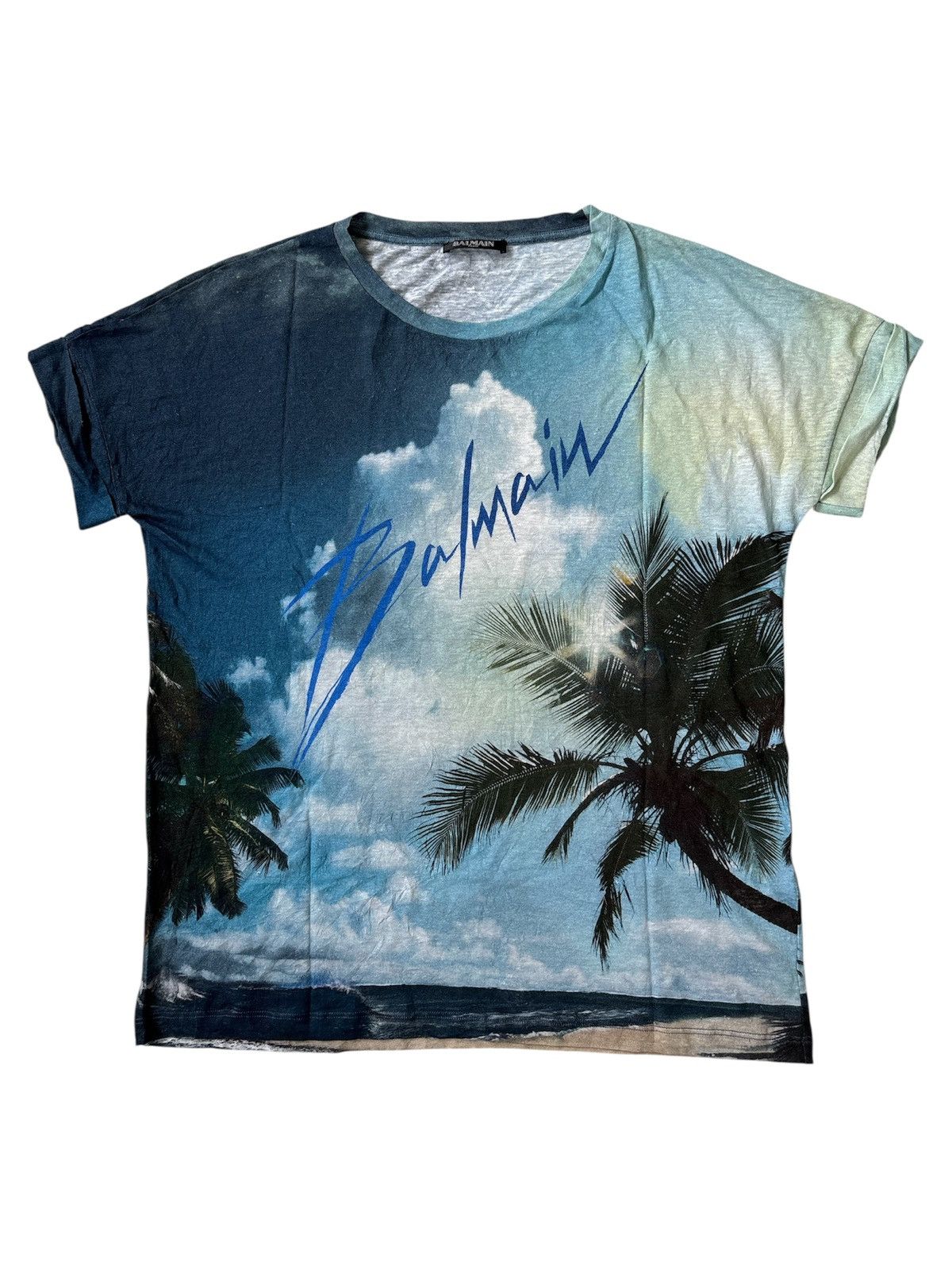 Balmain SS18 Beach Print T-Shirt Size US M / EU 48-50 / 2 - 1 Thumbnail