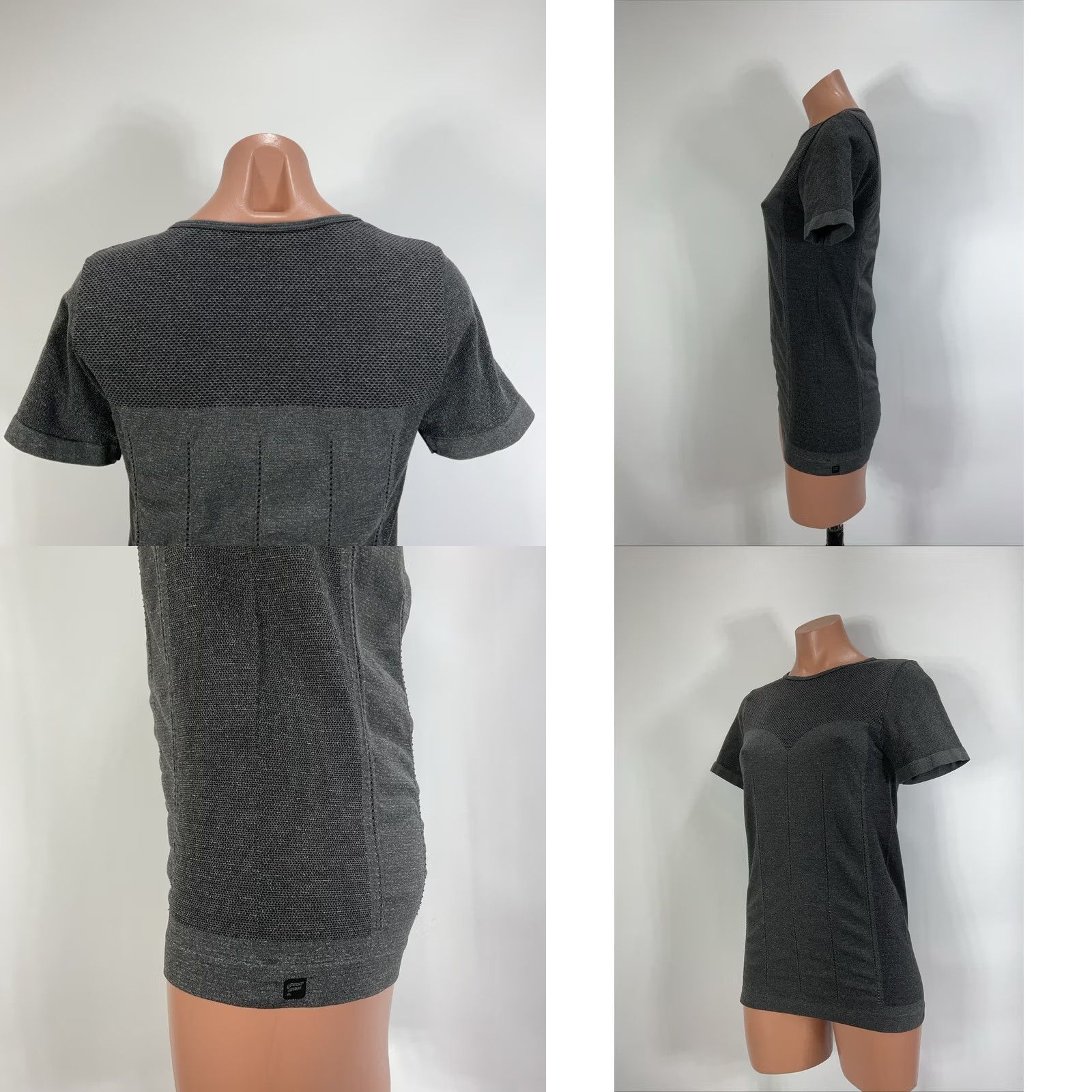 Fabletics VINTAGE Fabletics Delta Seamless Short-Sleeve Tee Top Dark Grey/Vanilla Large Womens Size L / US 10 / IT 46 - 8 Thumbnail