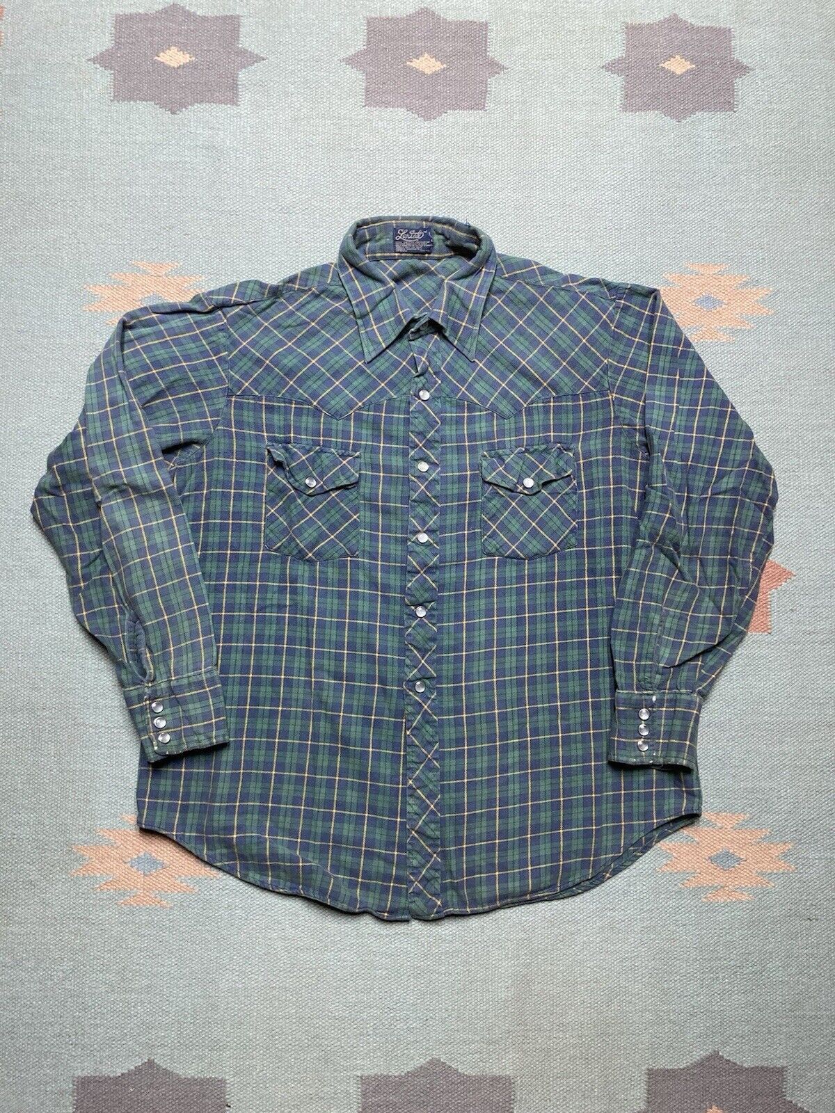 Vintage VTG 70s Pearl snap flannel shirt western cowboy plaid large Size US L / EU 52-54 / 3 - 1 Thumbnail