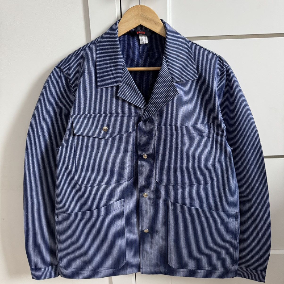 Vintage Spilag vintage deadstock striped chore works jacket Size US M / EU 48-50 / 2 - 1 Thumbnail