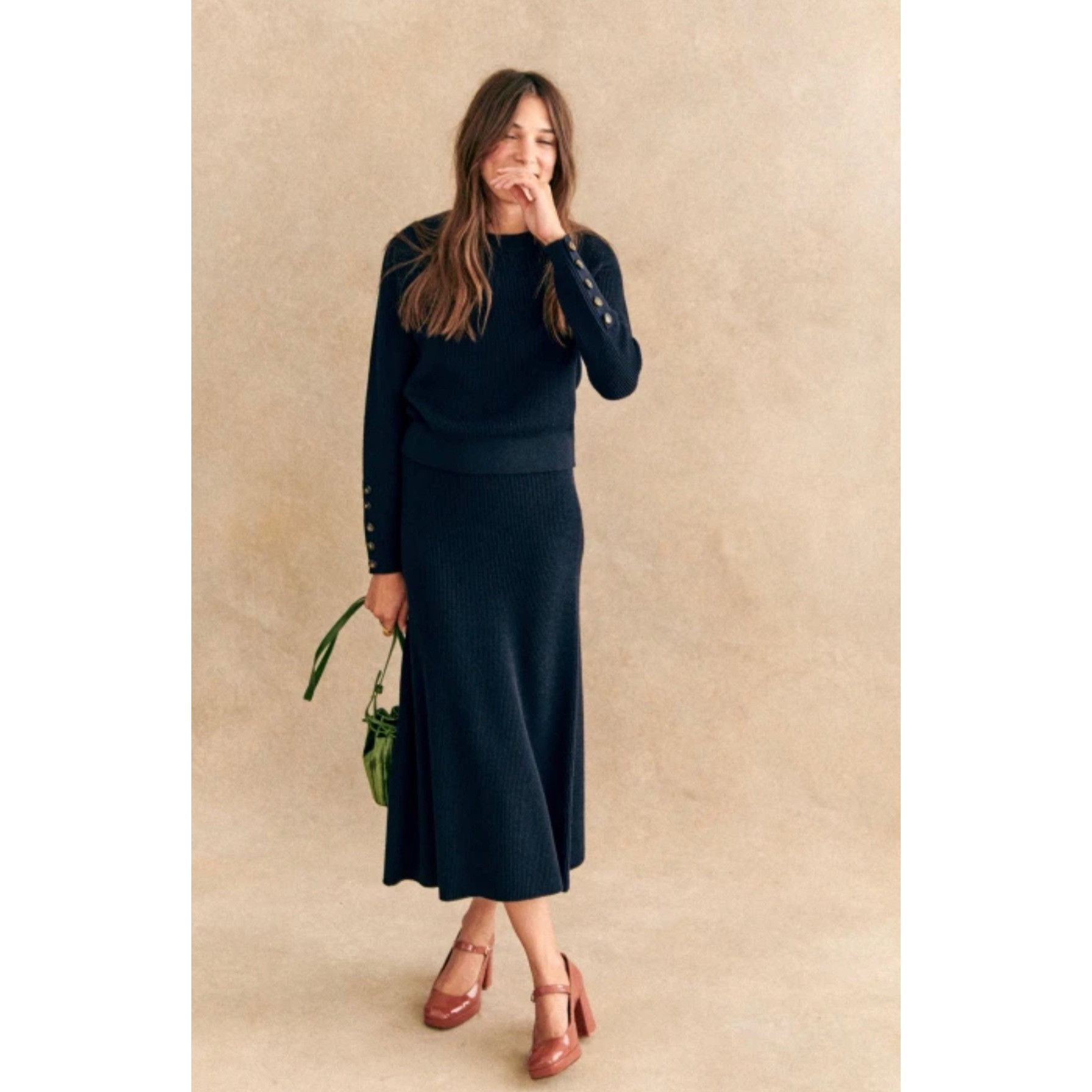 Sezane Sami Jumper Wool Sweater Navy Blue M Bust36, Women's