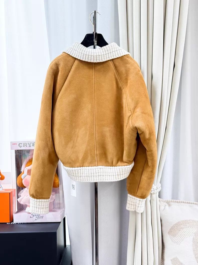 Chanel Chanel Khaki brown suede solid color stand-up collar zippe Size XS / US 0-2 / IT 36-38 - 3 Thumbnail