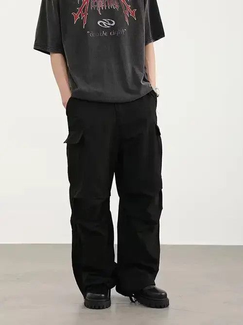 Designer × Vintage pleated flared baggy cargo pants Size US 32 / EU 48 - 3 Thumbnail