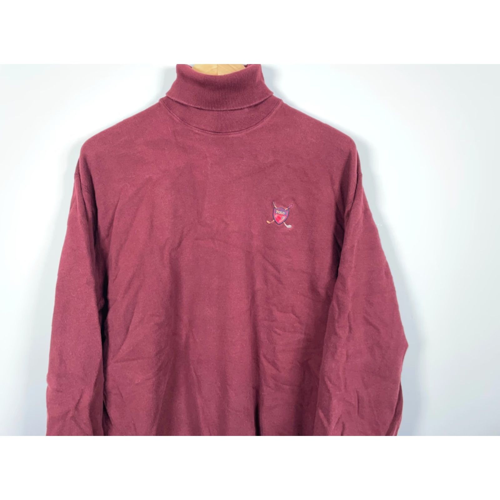 Polo Ralph Lauren VINTAGE Polo Ralph Lauren Sweatshirt Turtleneck Mens Large Dark Red Relaxed Fit Polo Ralph Lauren Sweatshirt Size US L / EU 52-54 / 3 - 4 Thumbnail