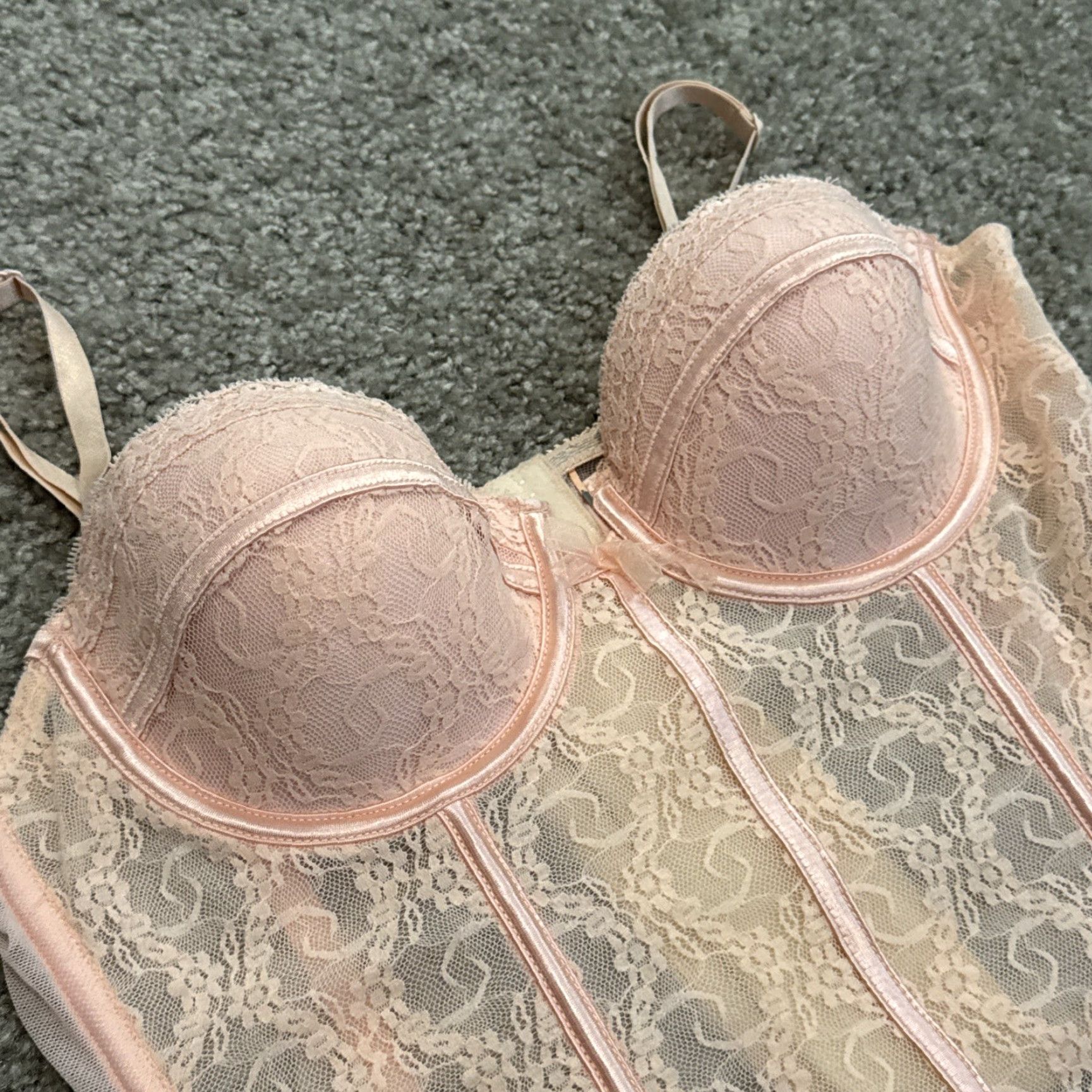 Vintage Ambrielle Corset Top Shirt Womens M Light Pink Lace Y2K VTG Medium Size M / US 6-8 / IT 42-44 - 2 Thumbnail