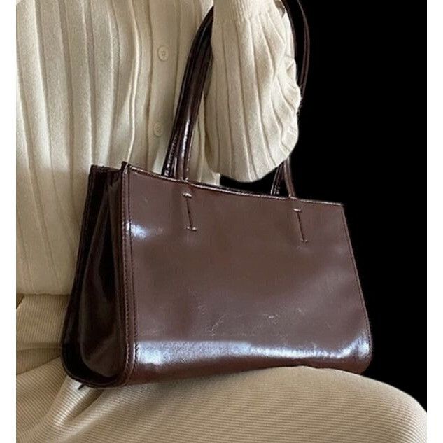 Other Leather Shoulder Tote Bag Large Capacity Dark Brown Size ONE SIZE - 2 Thumbnail